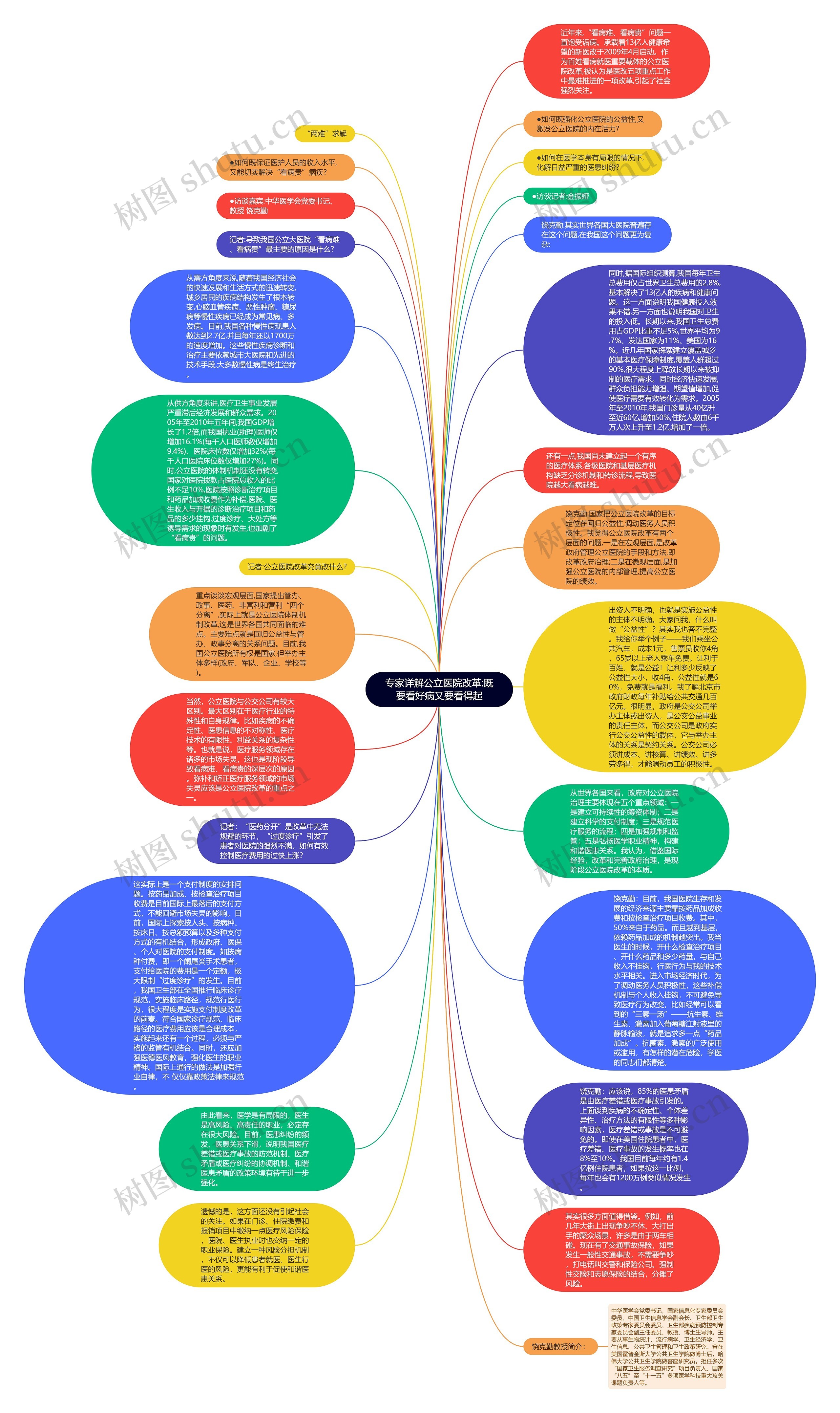 专家详解公立医院改革:既要看好病又要看得起思维导图