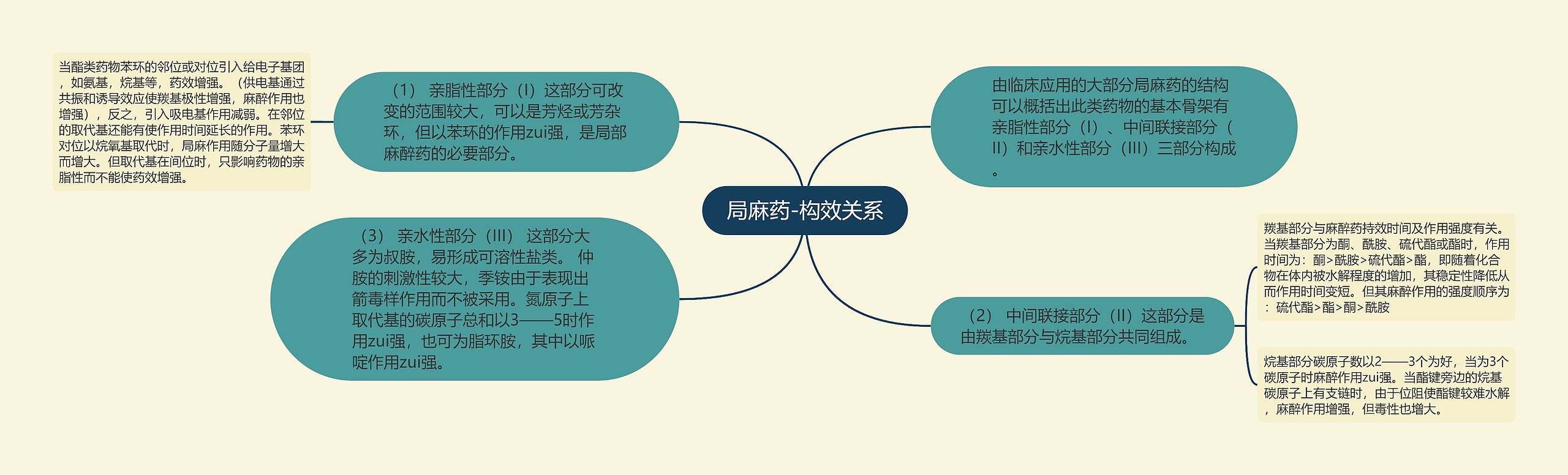 局麻药-构效关系思维导图