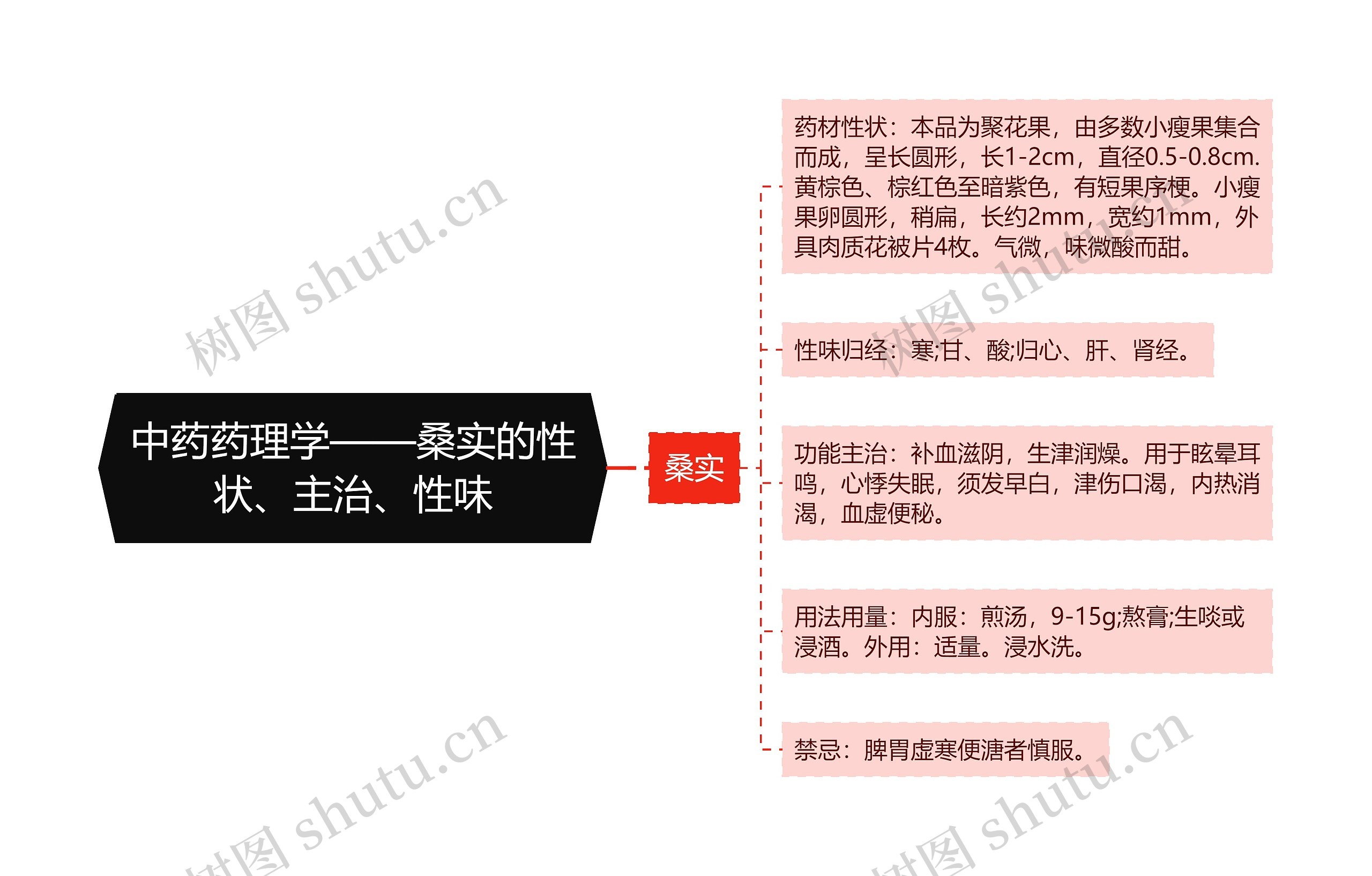 中药药理学——桑实的性状、主治、性味思维导图