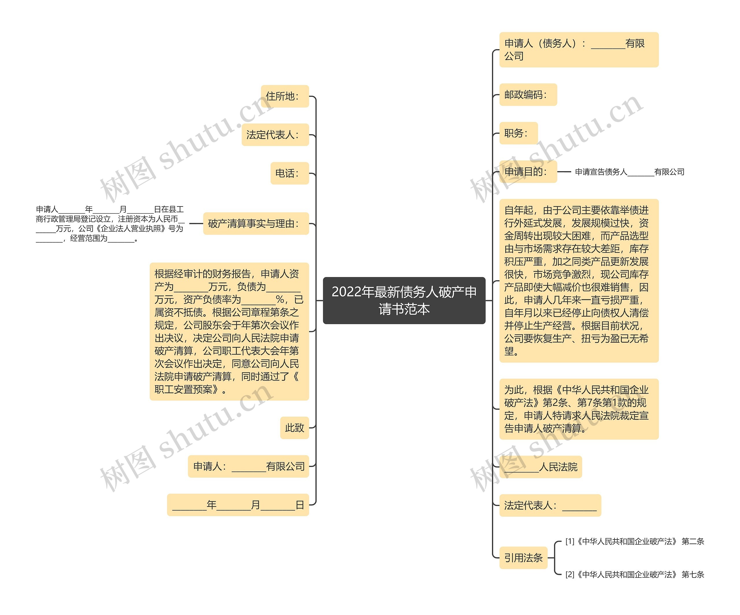 2022年最新债务人破产申请书范本