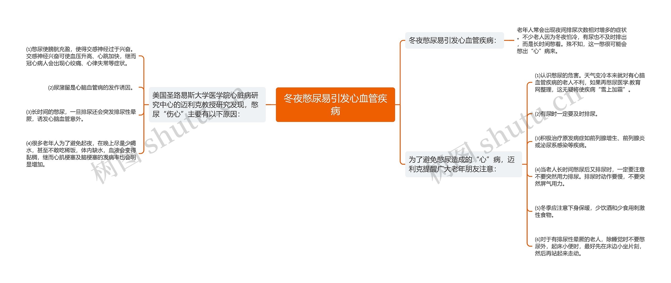 冬夜憋尿易引发心血管疾病思维导图