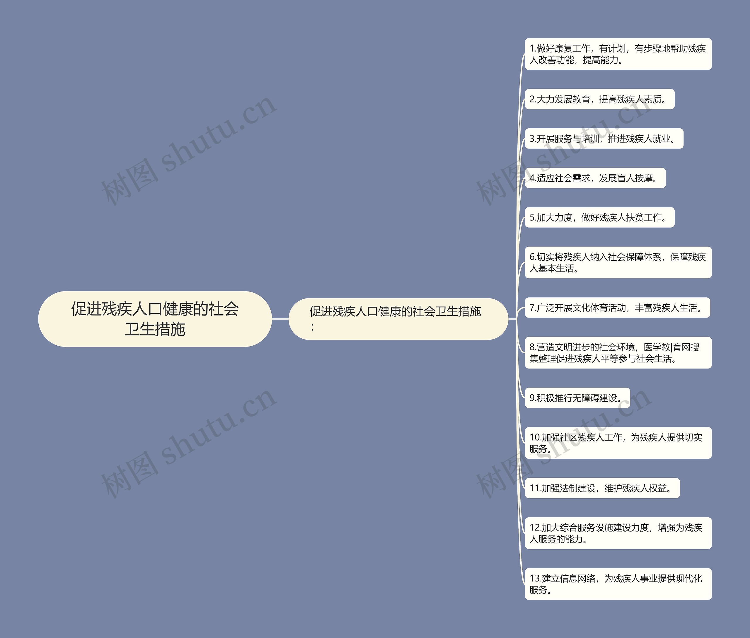 促进残疾人口健康的社会卫生措施思维导图