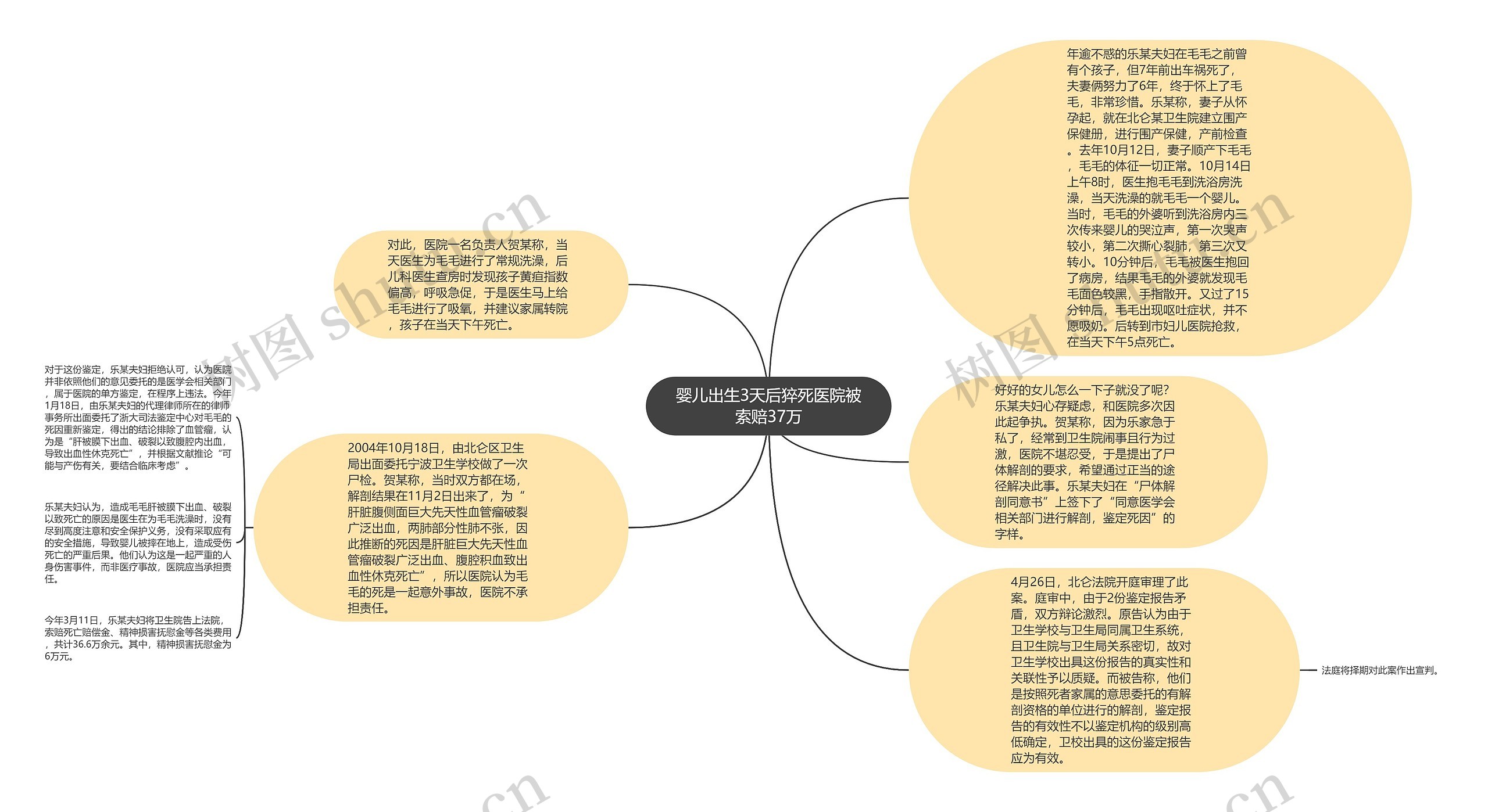 婴儿出生3天后猝死医院被索赔37万思维导图