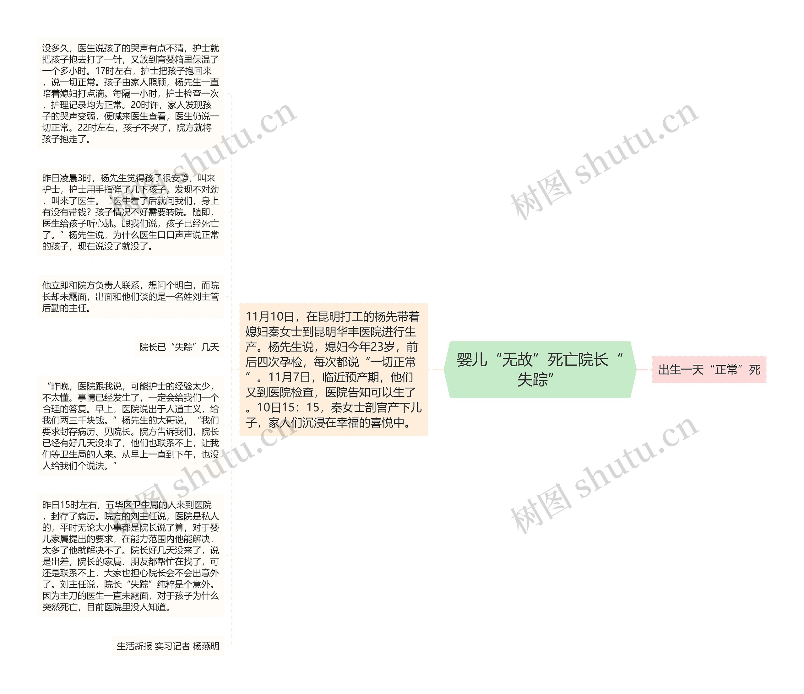 婴儿“无故”死亡院长“失踪”思维导图