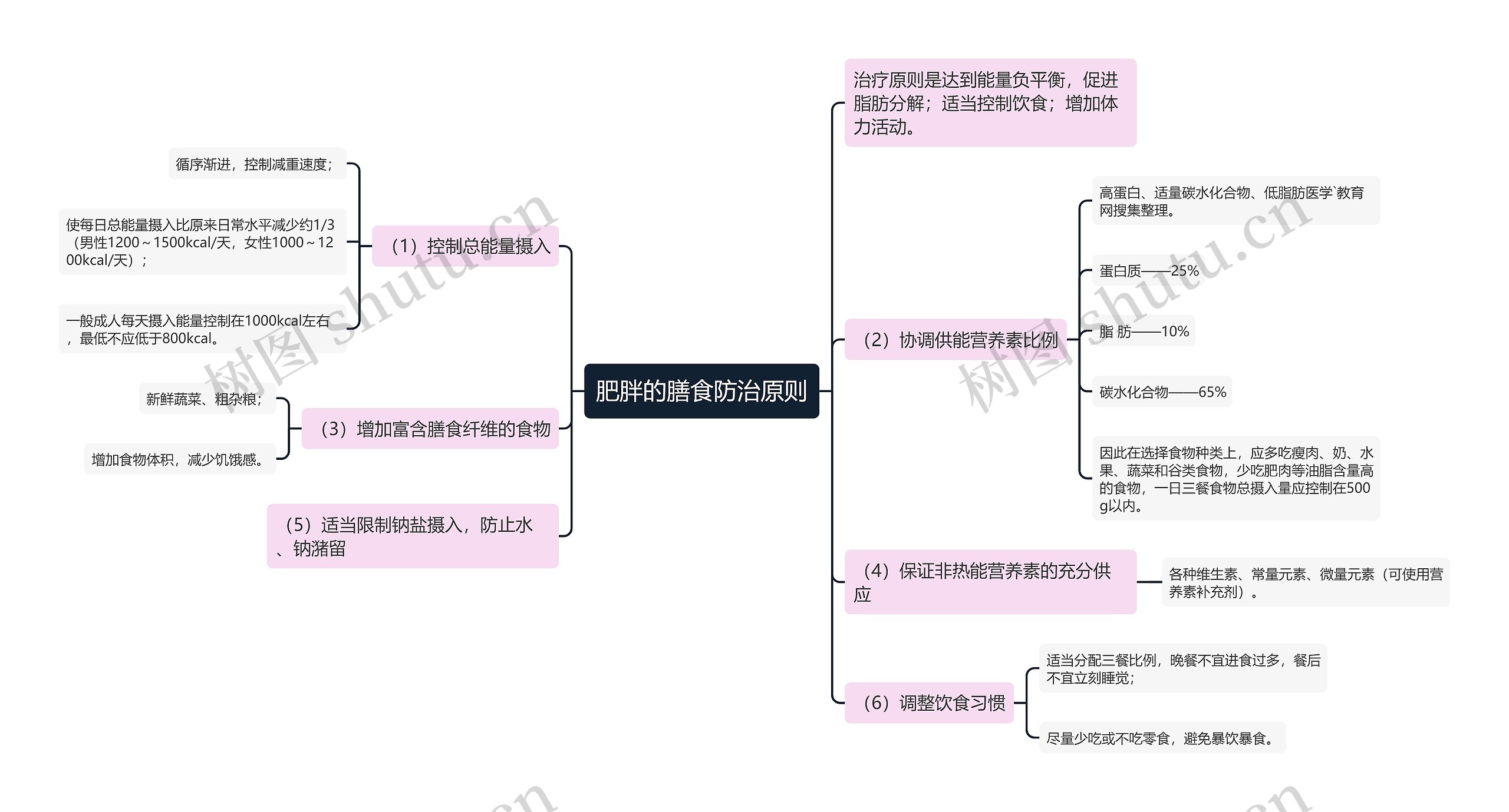 肥胖的膳食防治原则思维导图