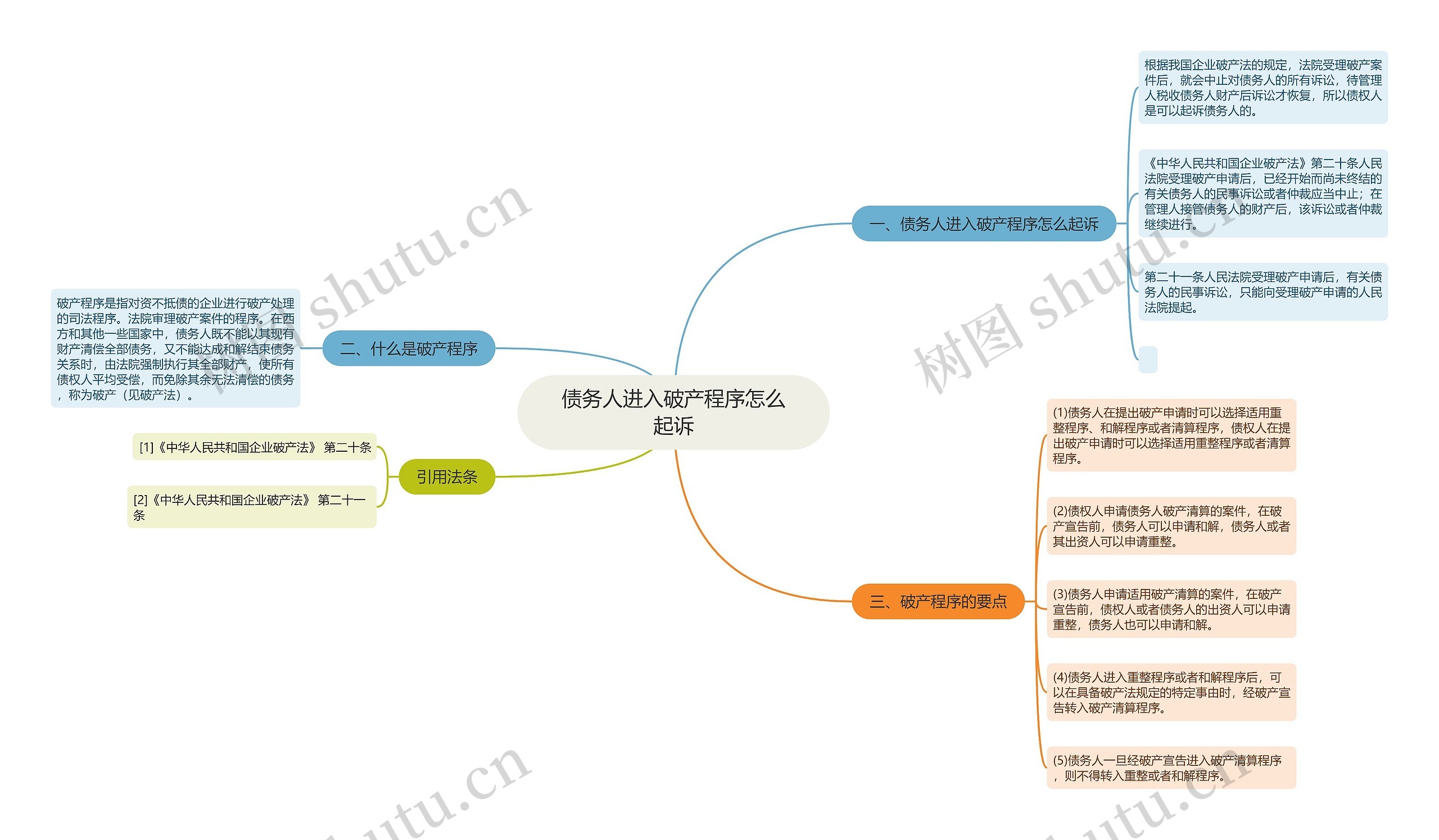 债务人进入破产程序怎么起诉思维导图