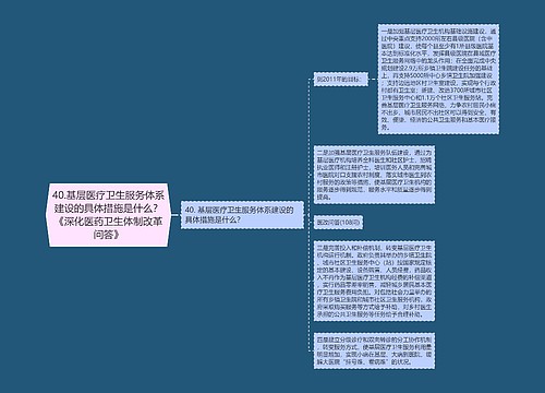 40.基层医疗卫生服务体系建设的具体措施是什么？《深化医药卫生体制改革问答》