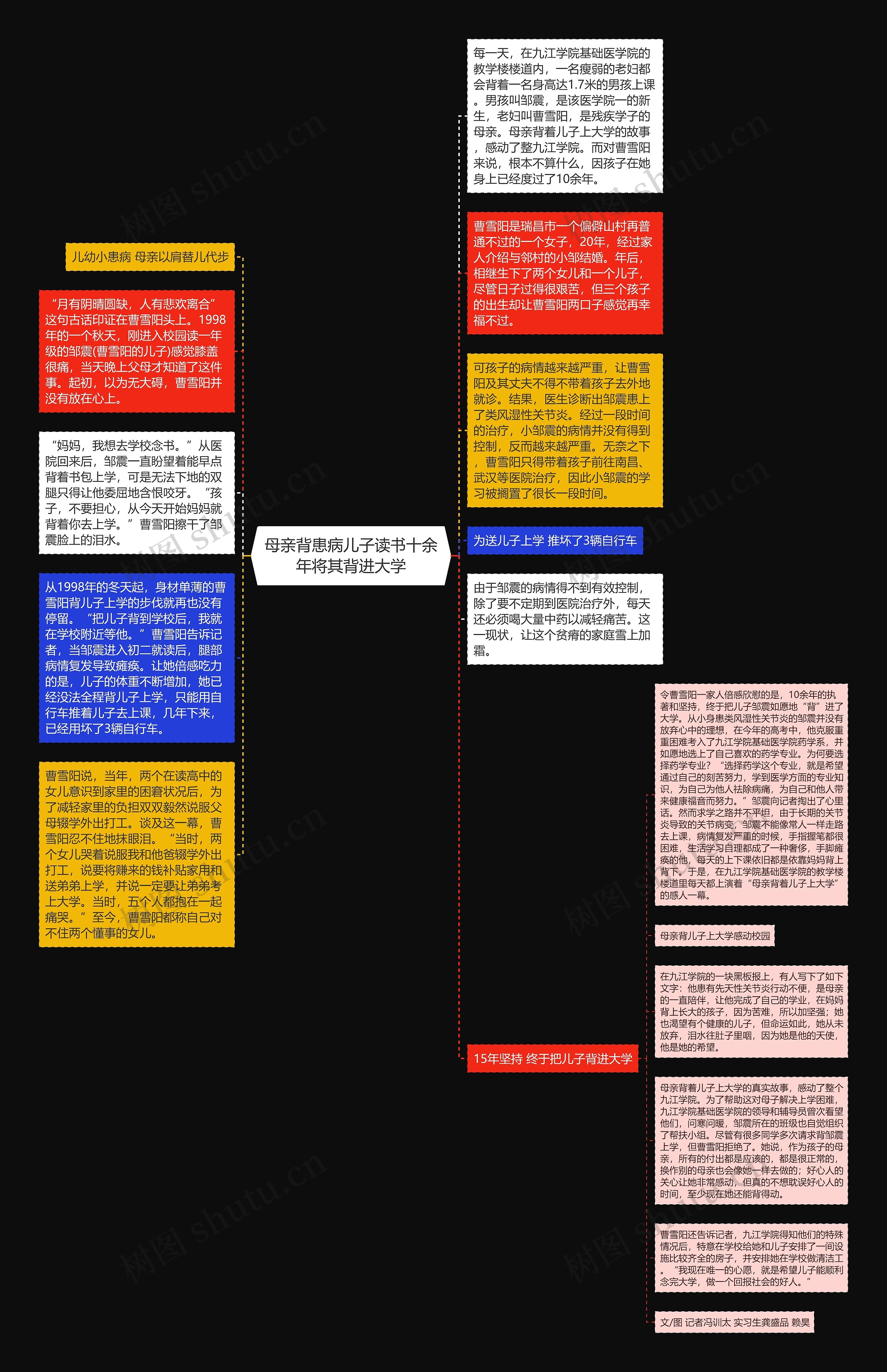 母亲背患病儿子读书十余年将其背进大学