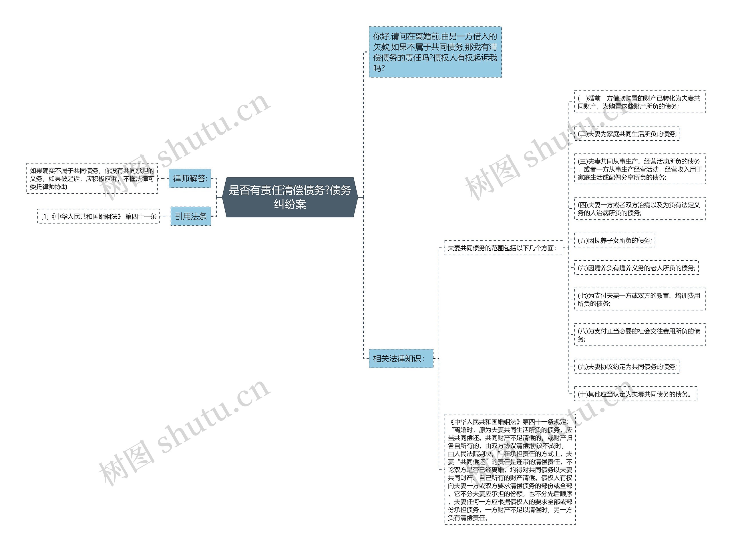 是否有责任清偿债务?债务纠纷案思维导图