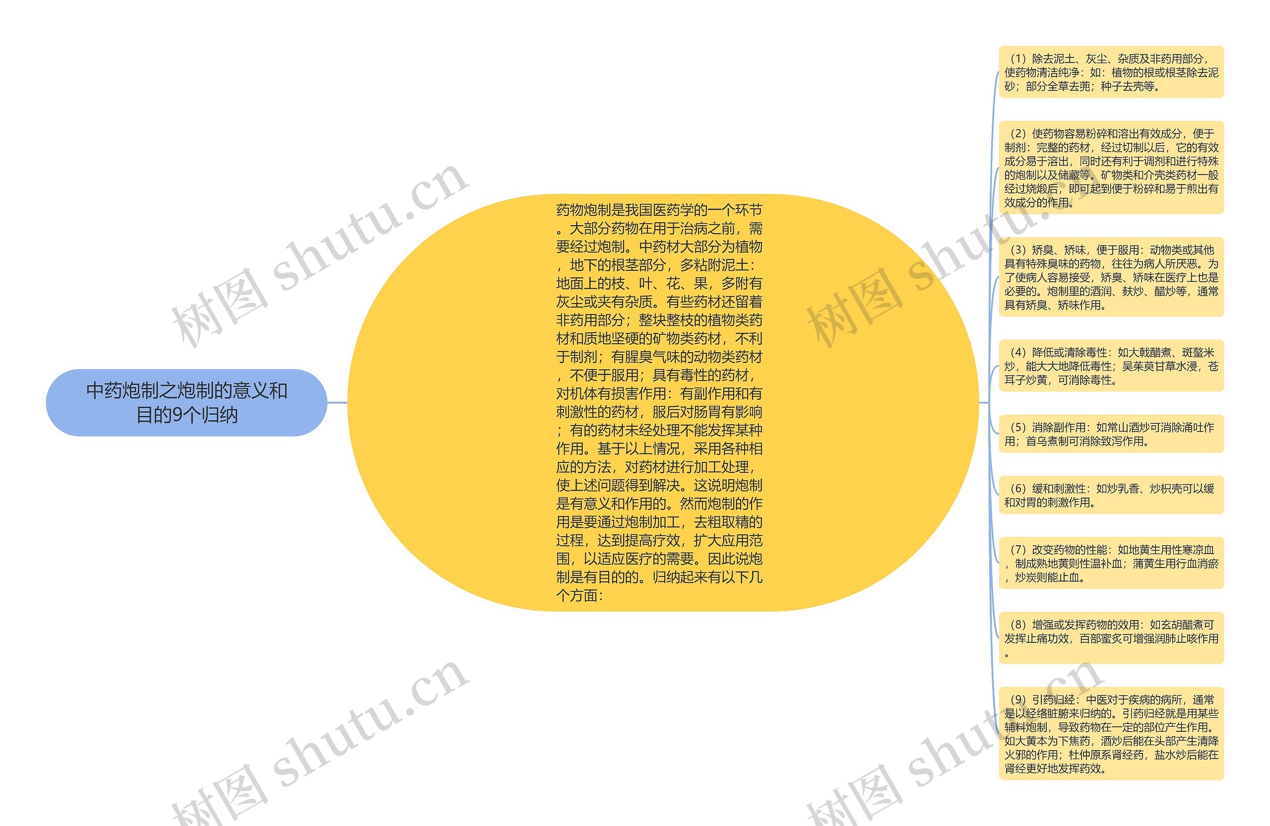 中药炮制之炮制的意义和目的9个归纳思维导图