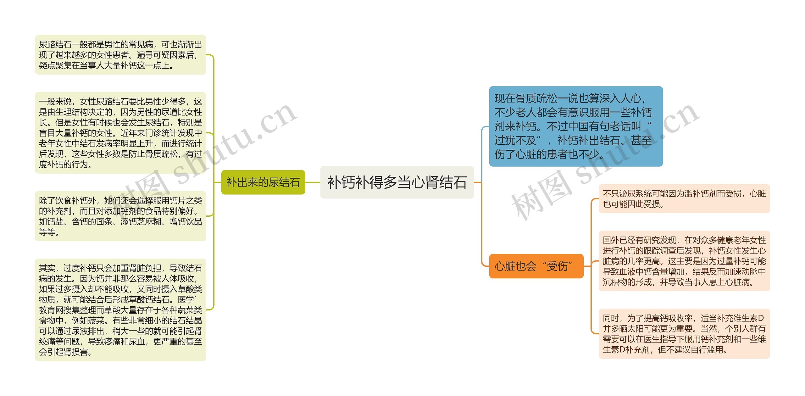 补钙补得多当心肾结石思维导图