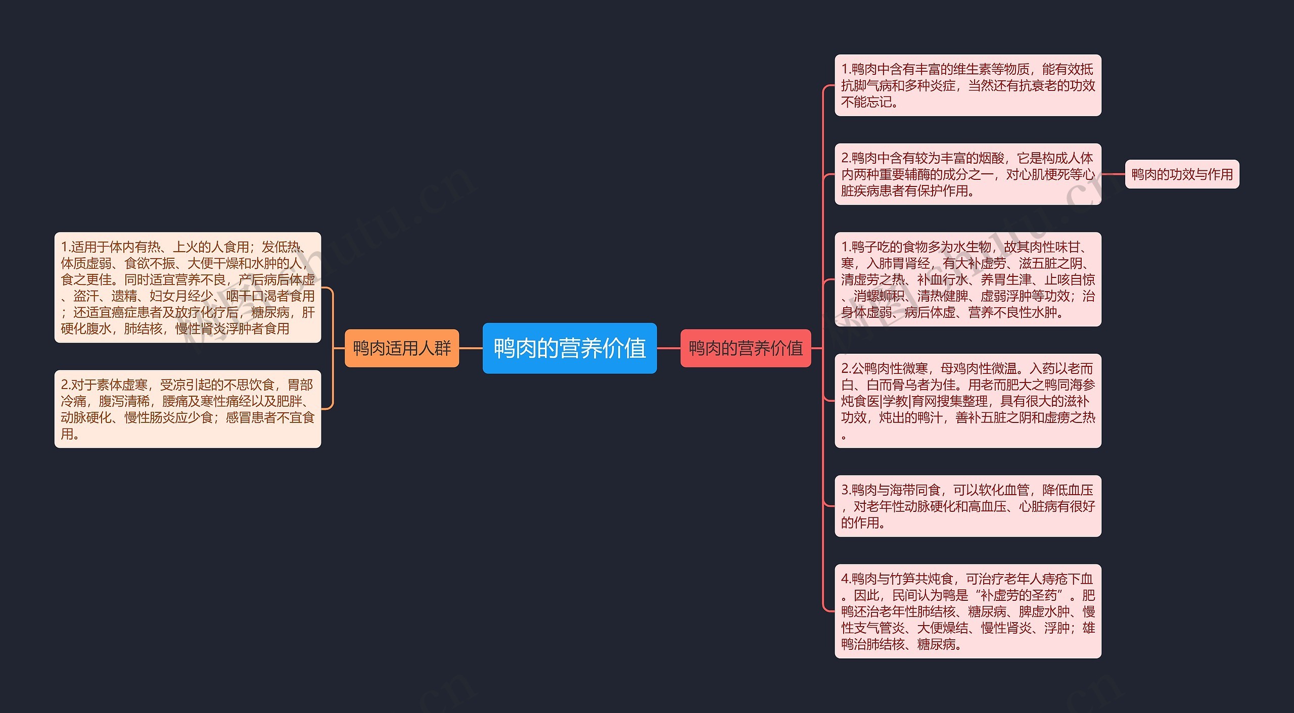 鸭肉的营养价值思维导图