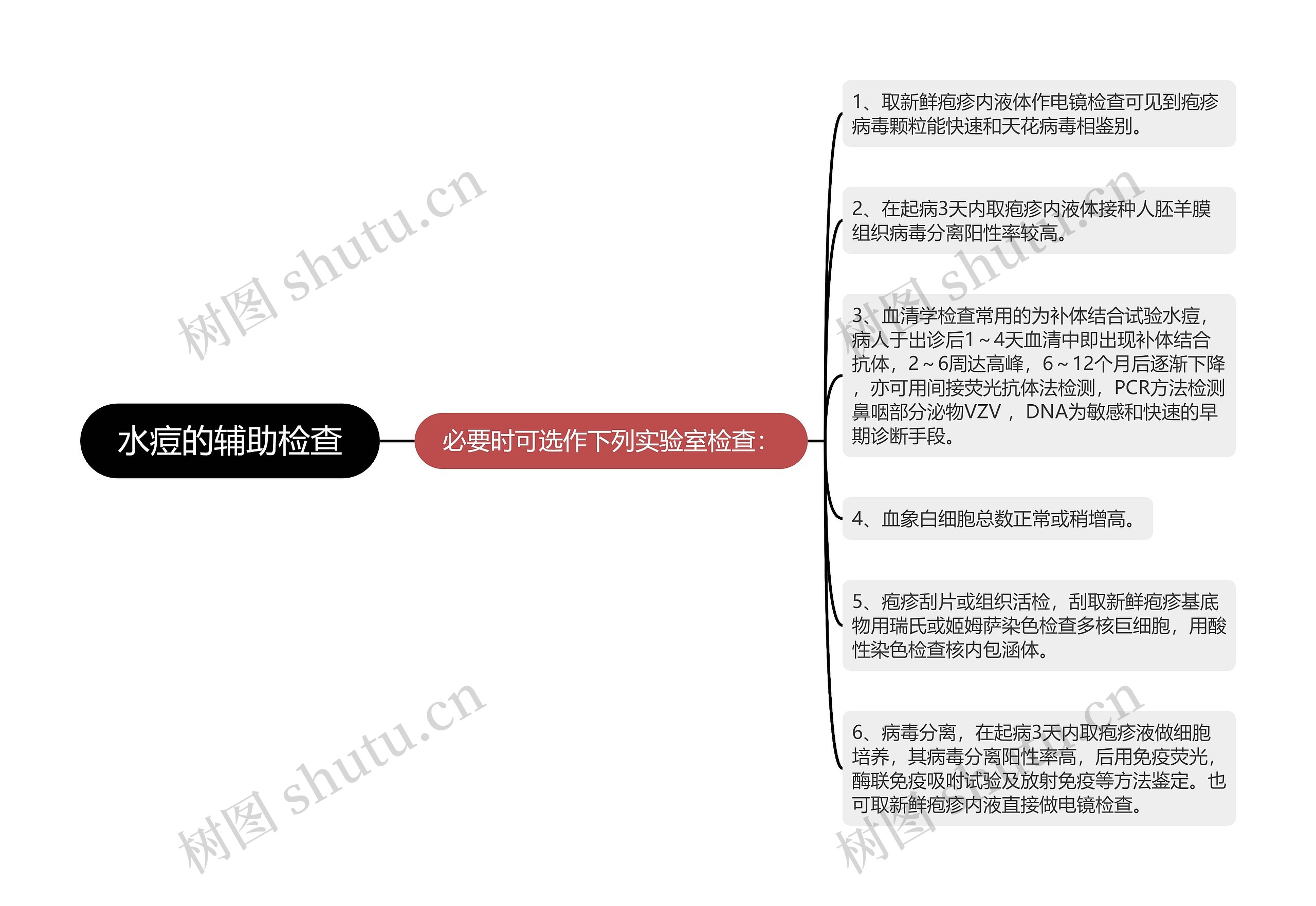 水痘的辅助检查思维导图