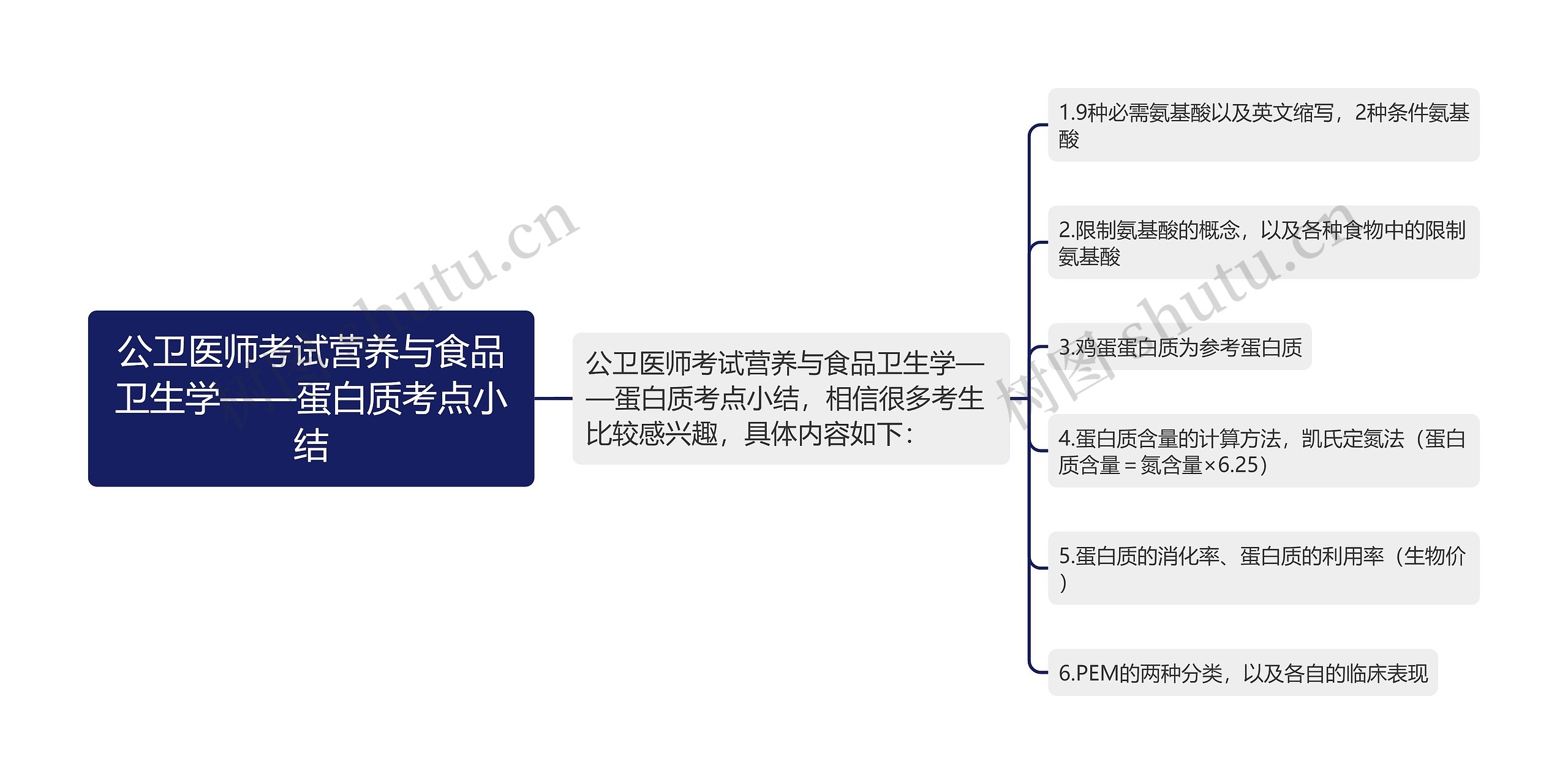 公卫医师考试营养与食品卫生学——蛋白质考点小结思维导图