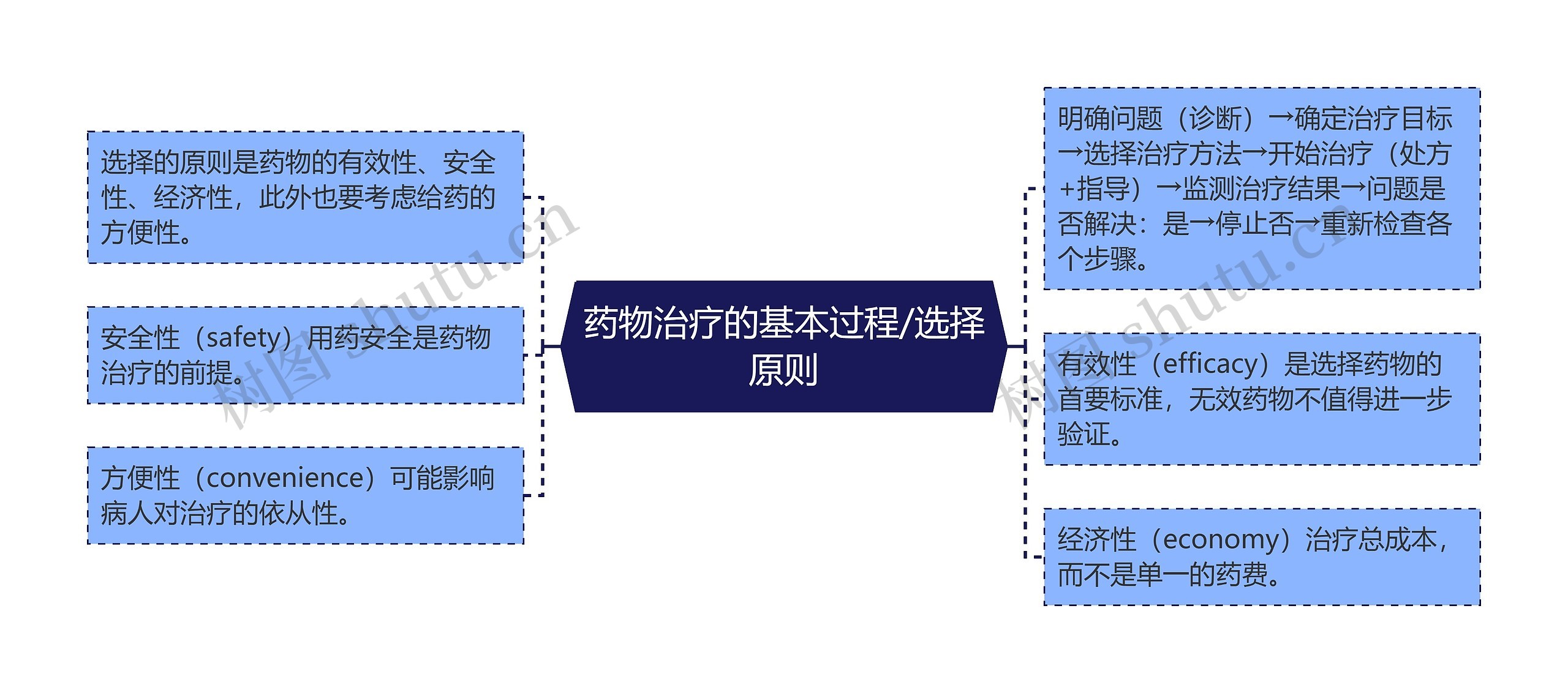 药物治疗的基本过程/选择原则思维导图