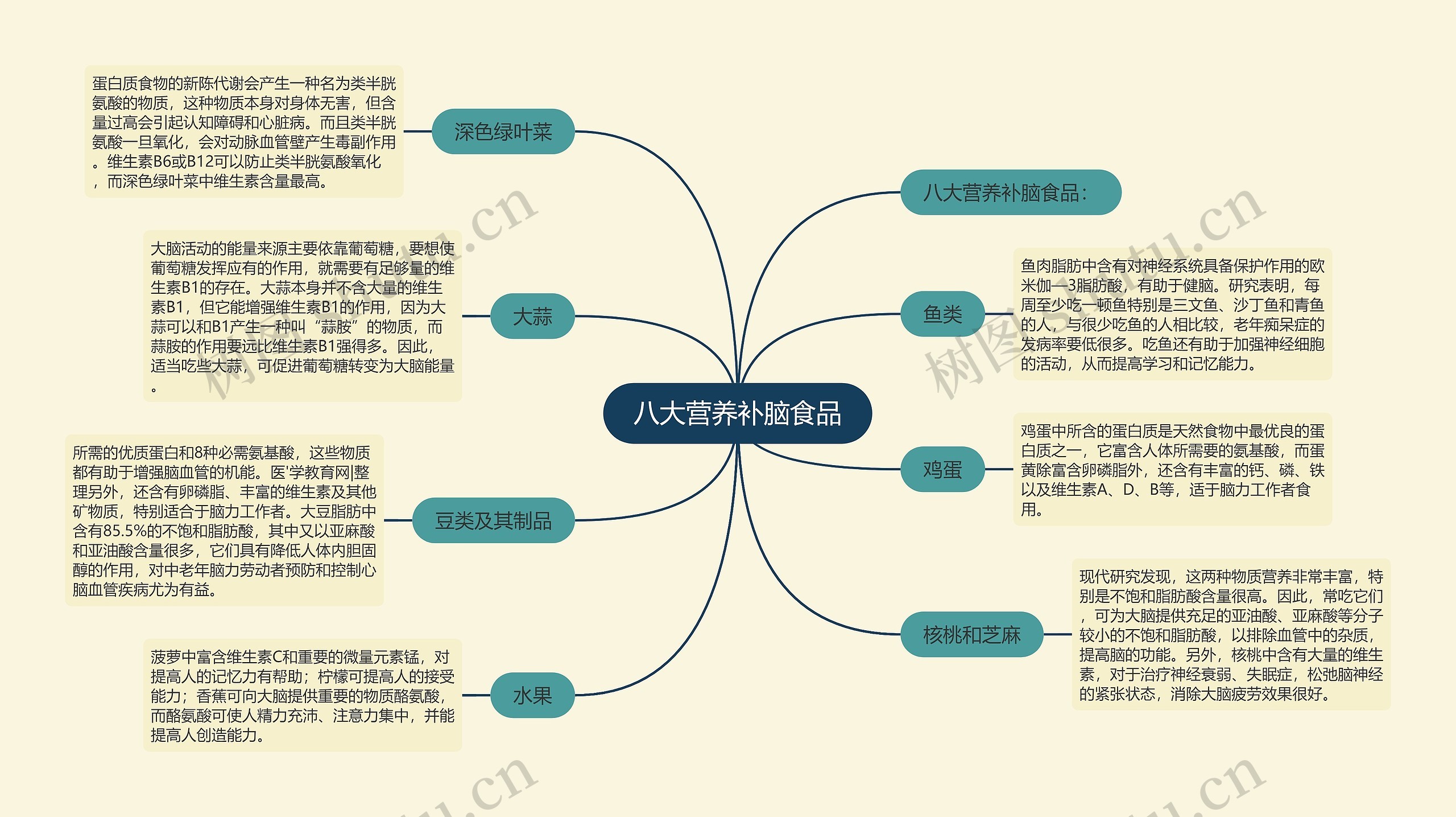 八大营养补脑食品思维导图