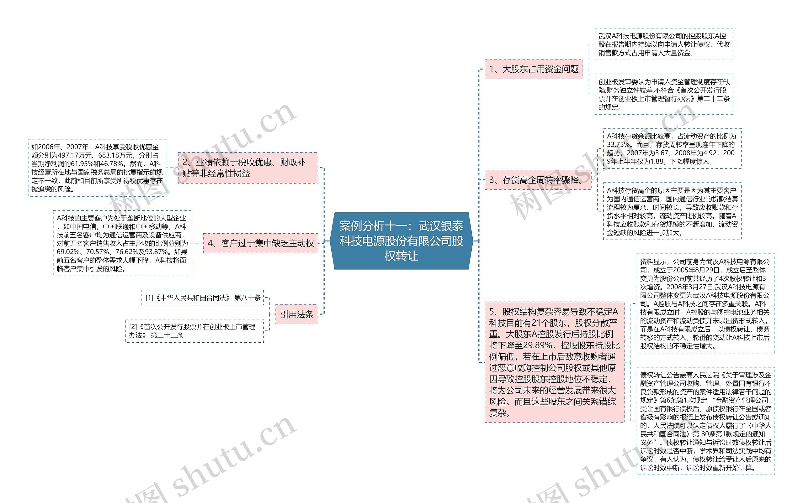 案例分析十一：武汉银泰科技电源股份有限公司股权转让思维导图
