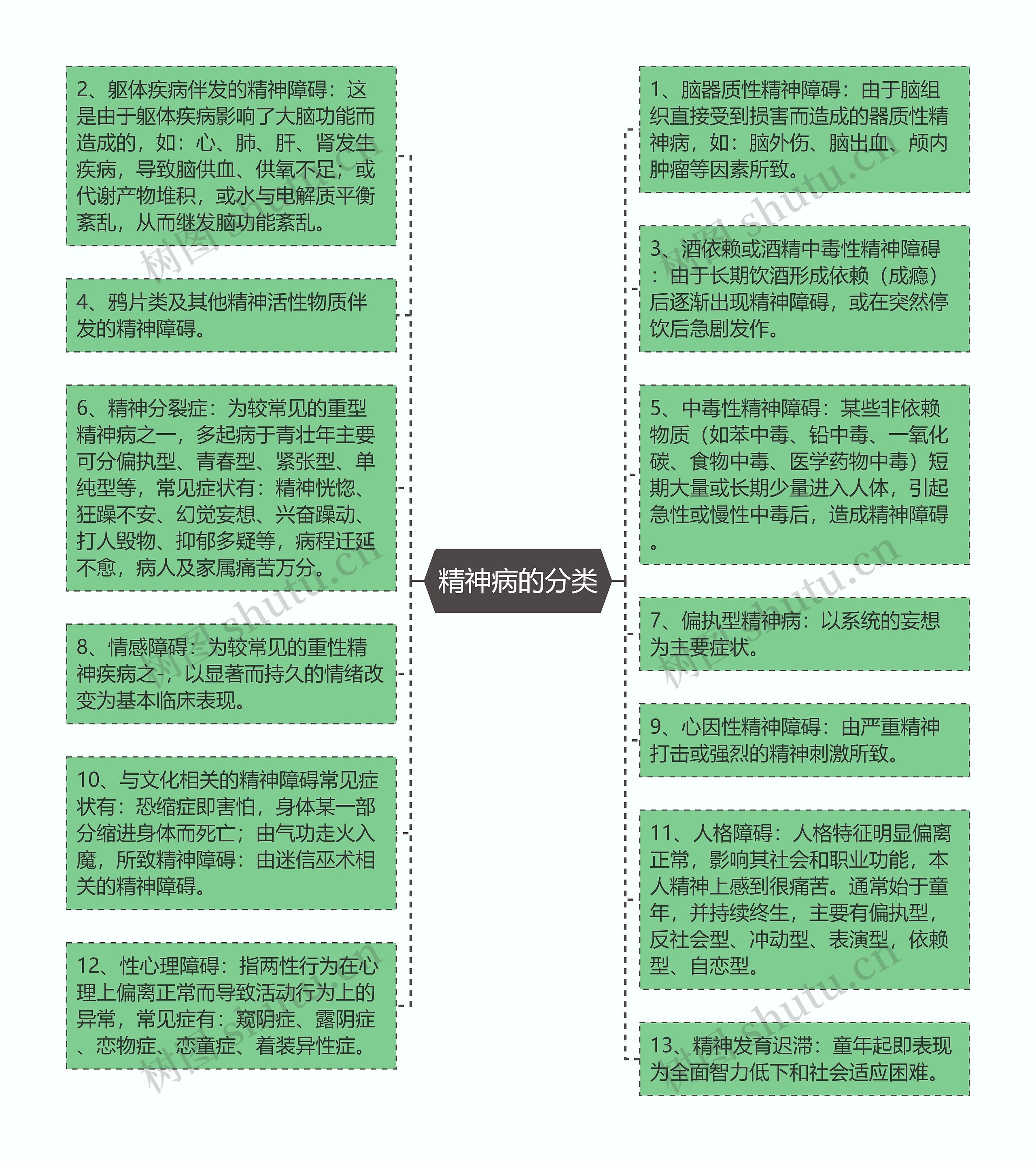 精神病的分类思维导图