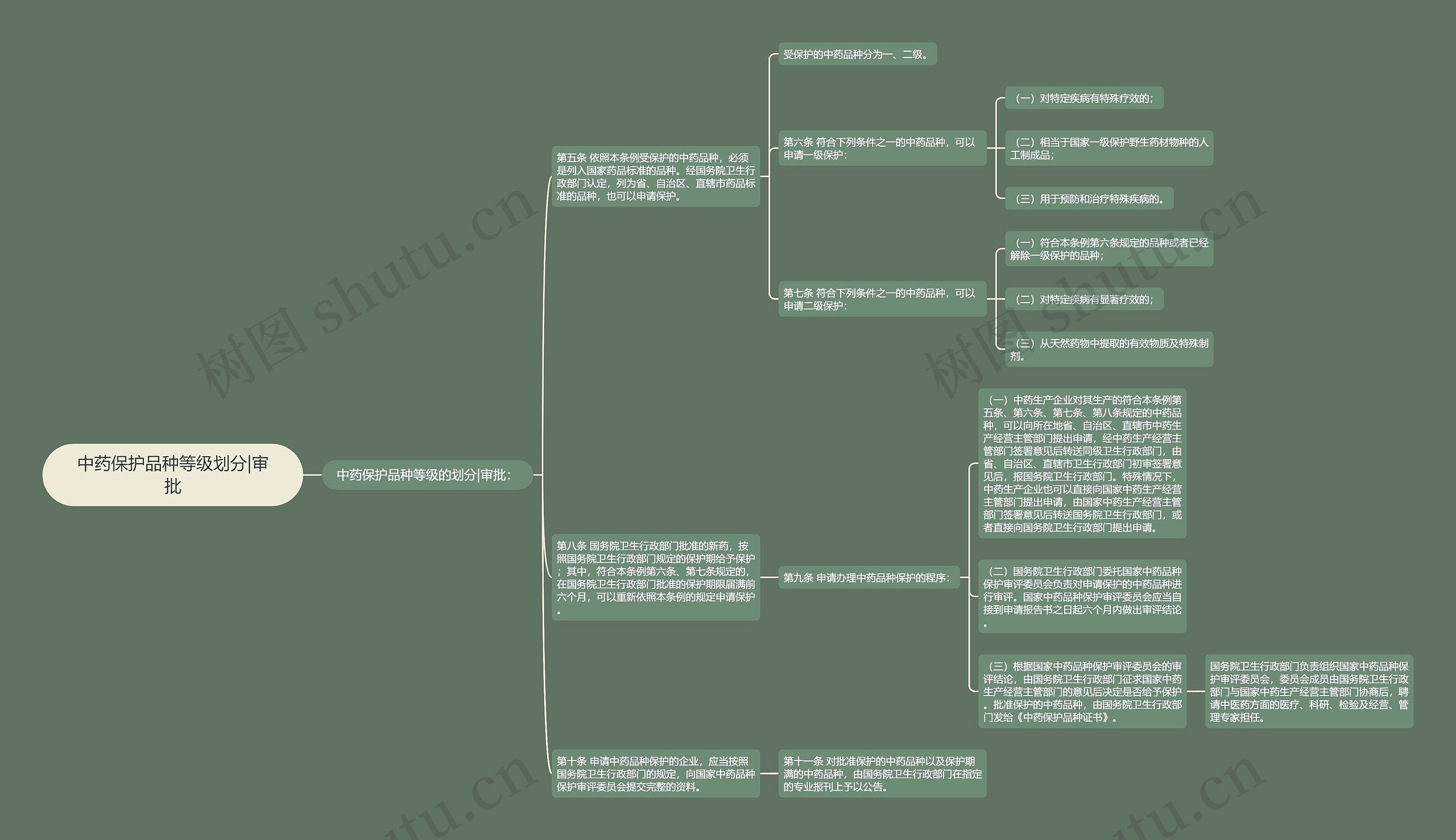 中药保护品种等级划分|审批思维导图