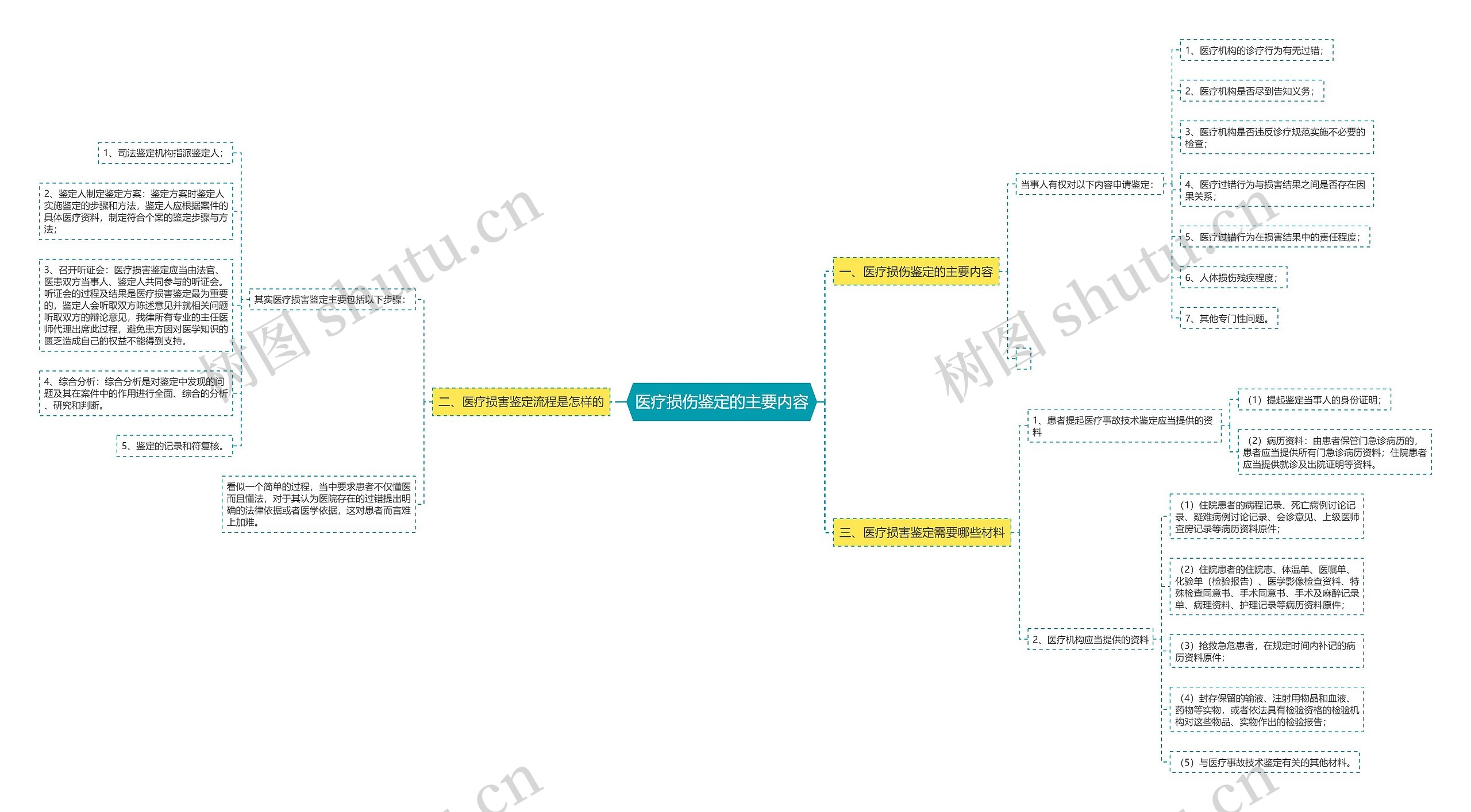医疗损伤鉴定的主要内容思维导图