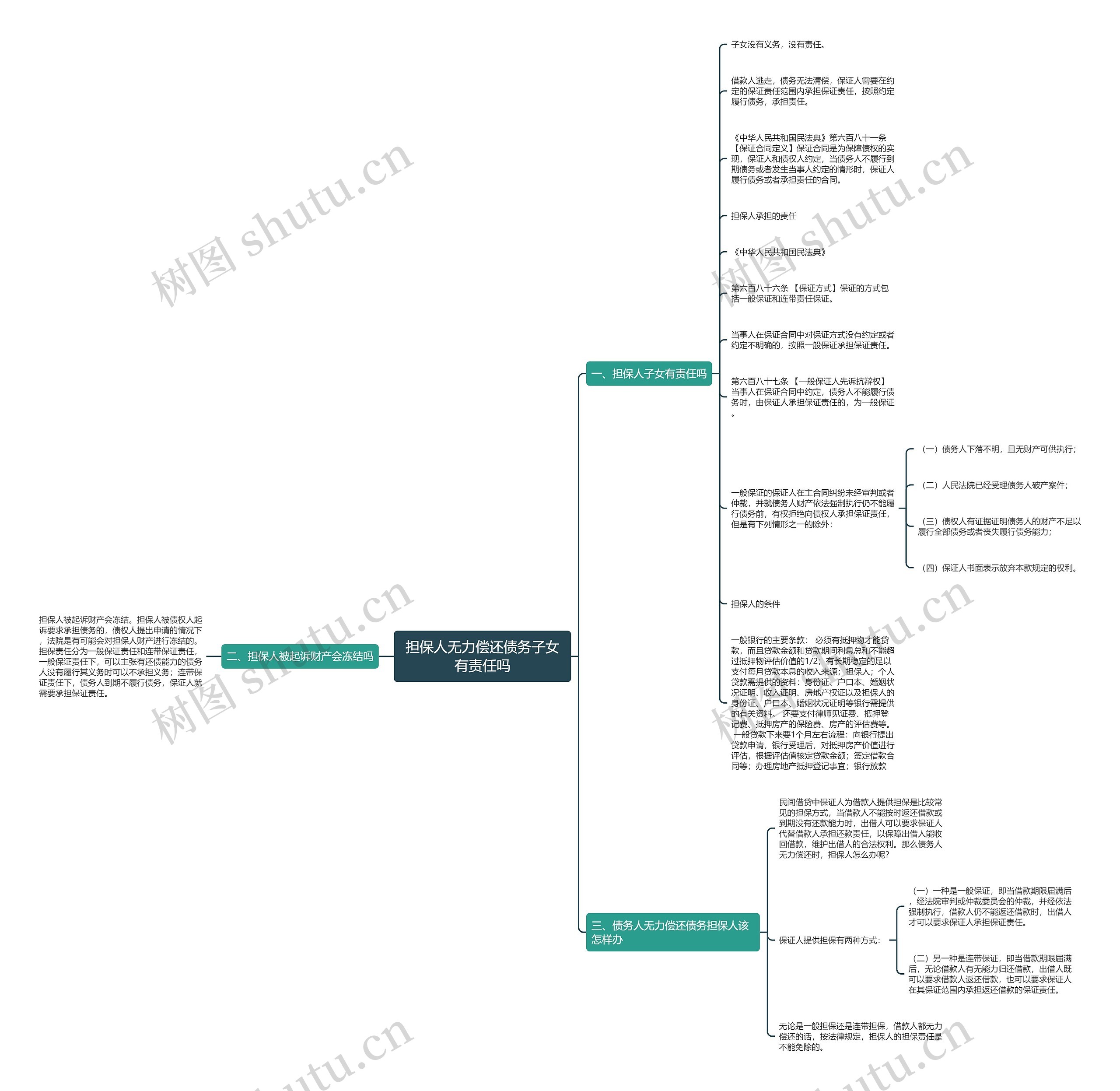 担保人无力偿还债务子女有责任吗思维导图