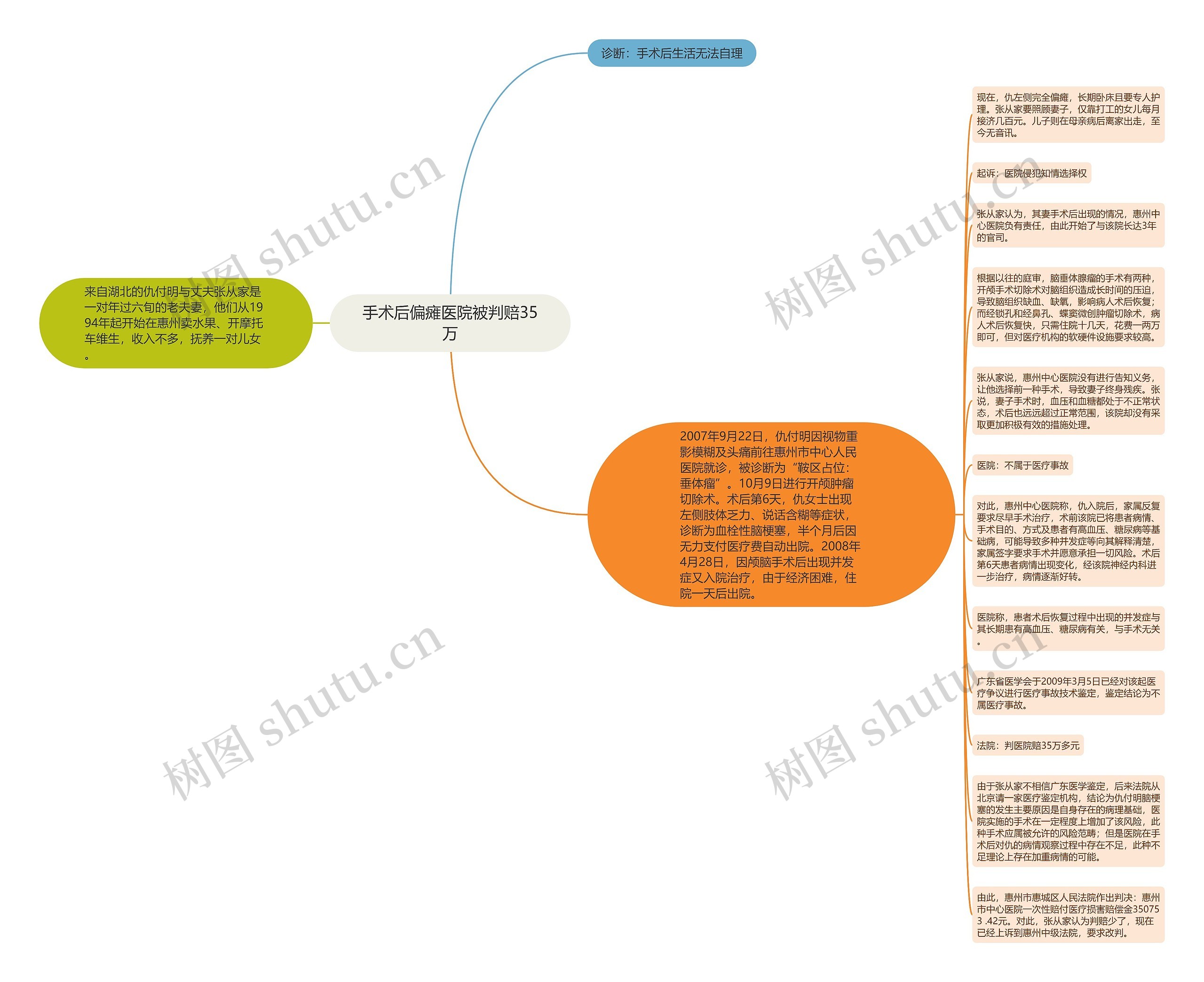 手术后偏瘫医院被判赔35万思维导图