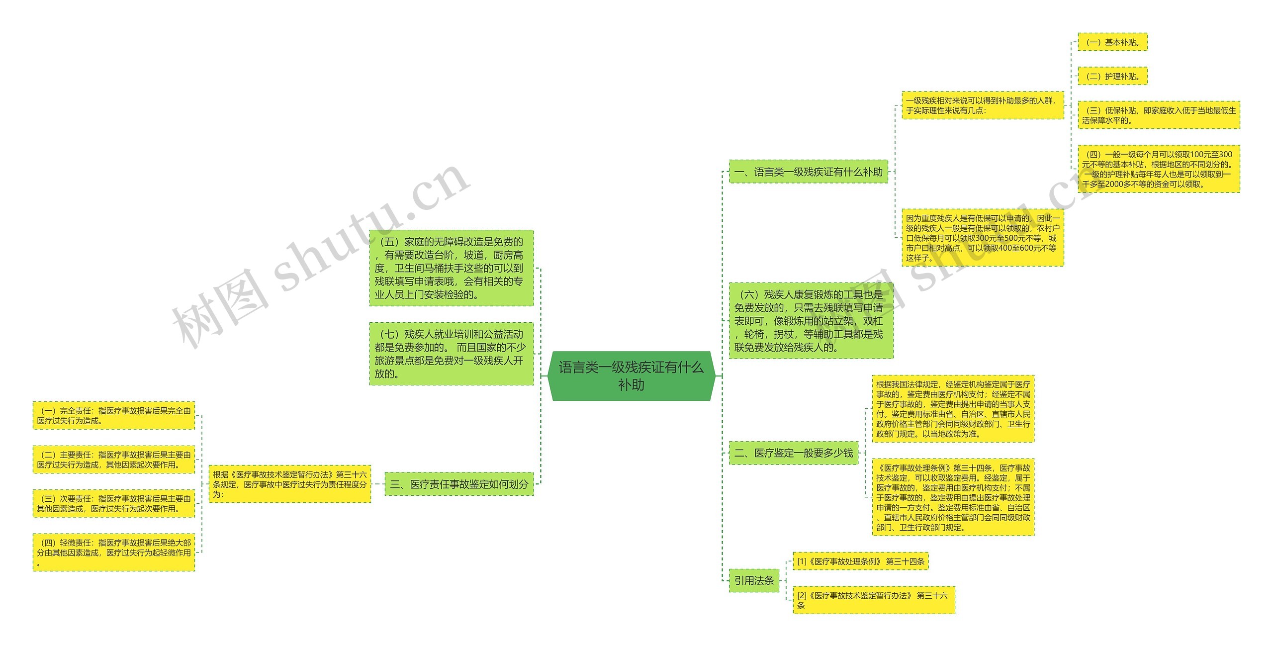 语言类一级残疾证有什么补助思维导图