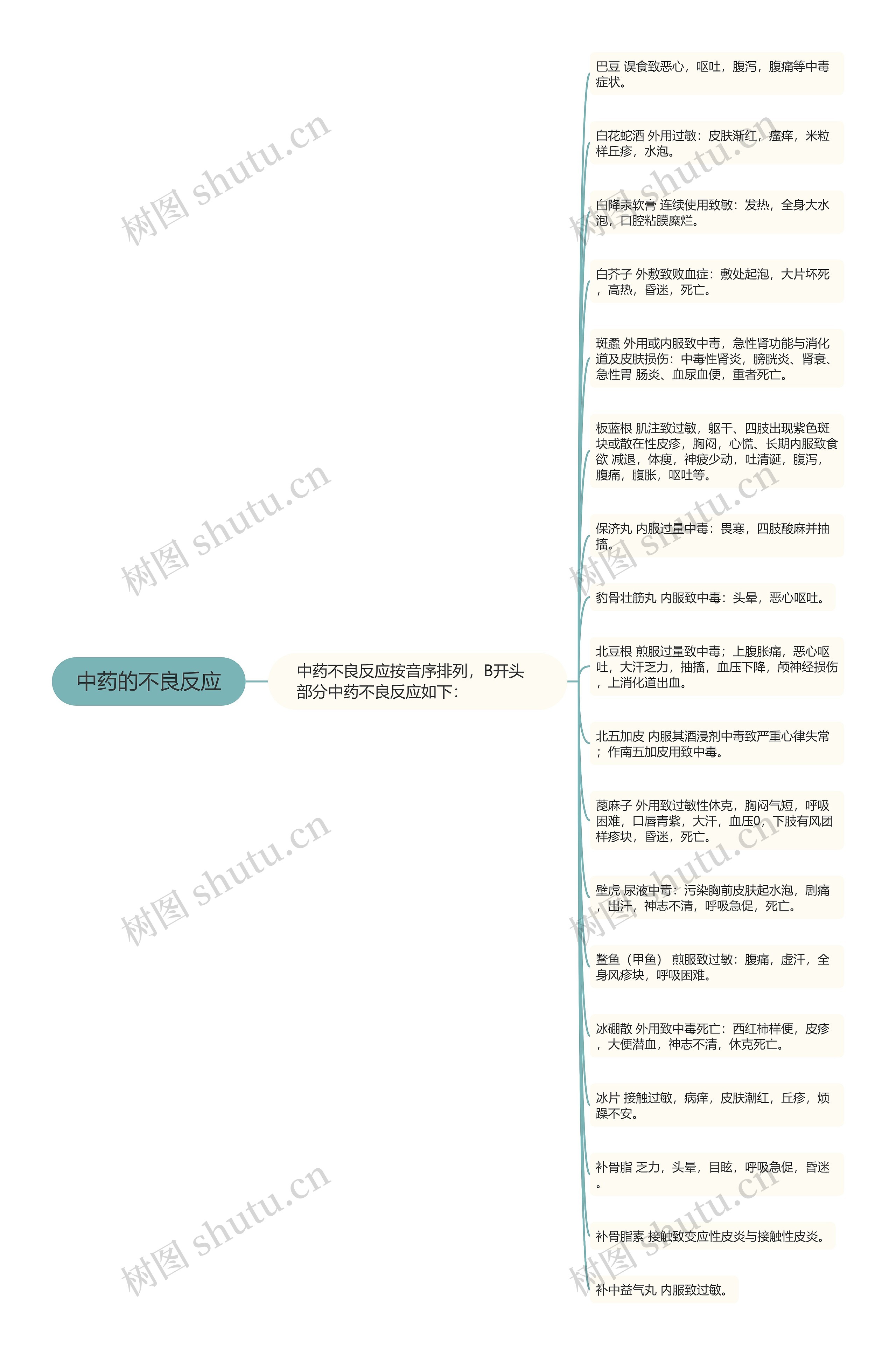 中药的不良反应思维导图