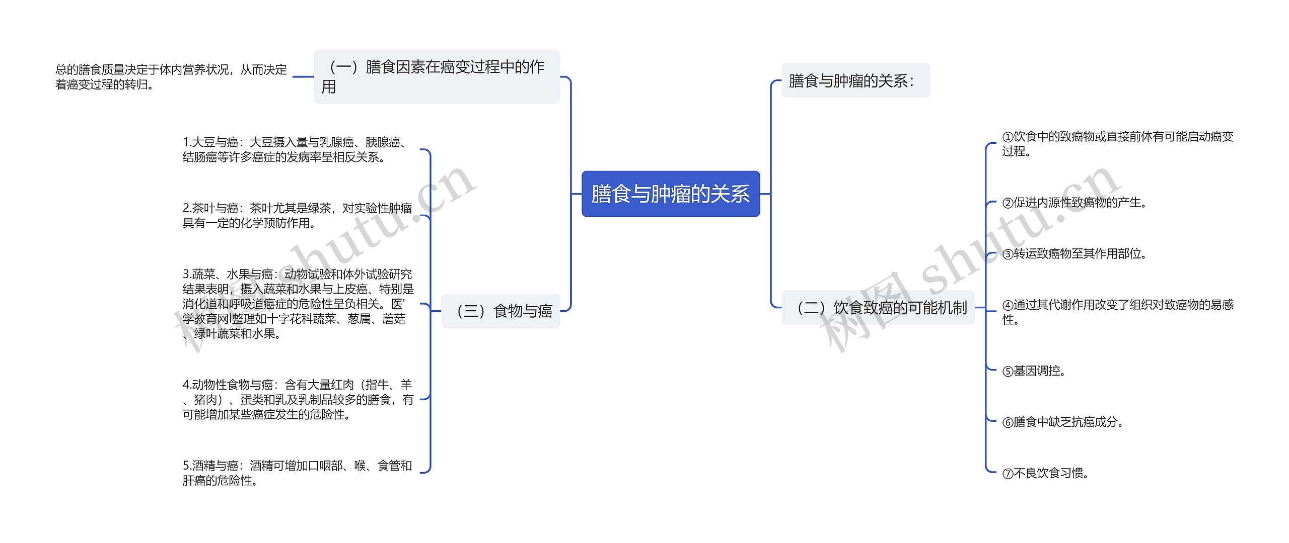 膳食与肿瘤的关系思维导图