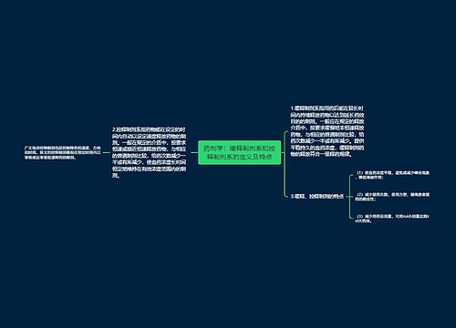 药剂学：缓释制剂系和控释制剂系的定义及特点