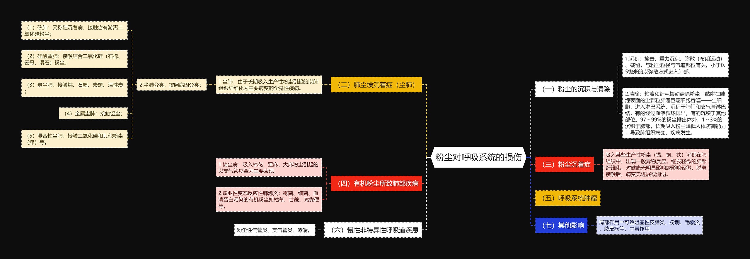 粉尘对呼吸系统的损伤思维导图