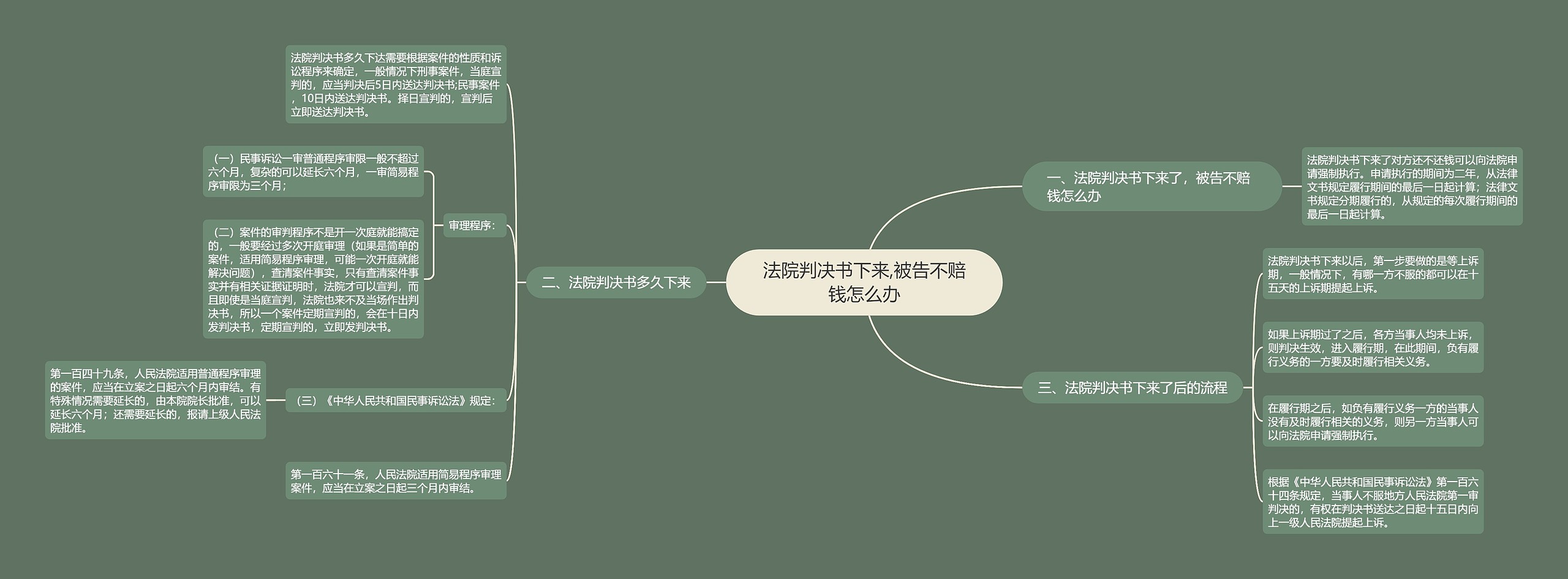 法院判决书下来,被告不赔钱怎么办思维导图