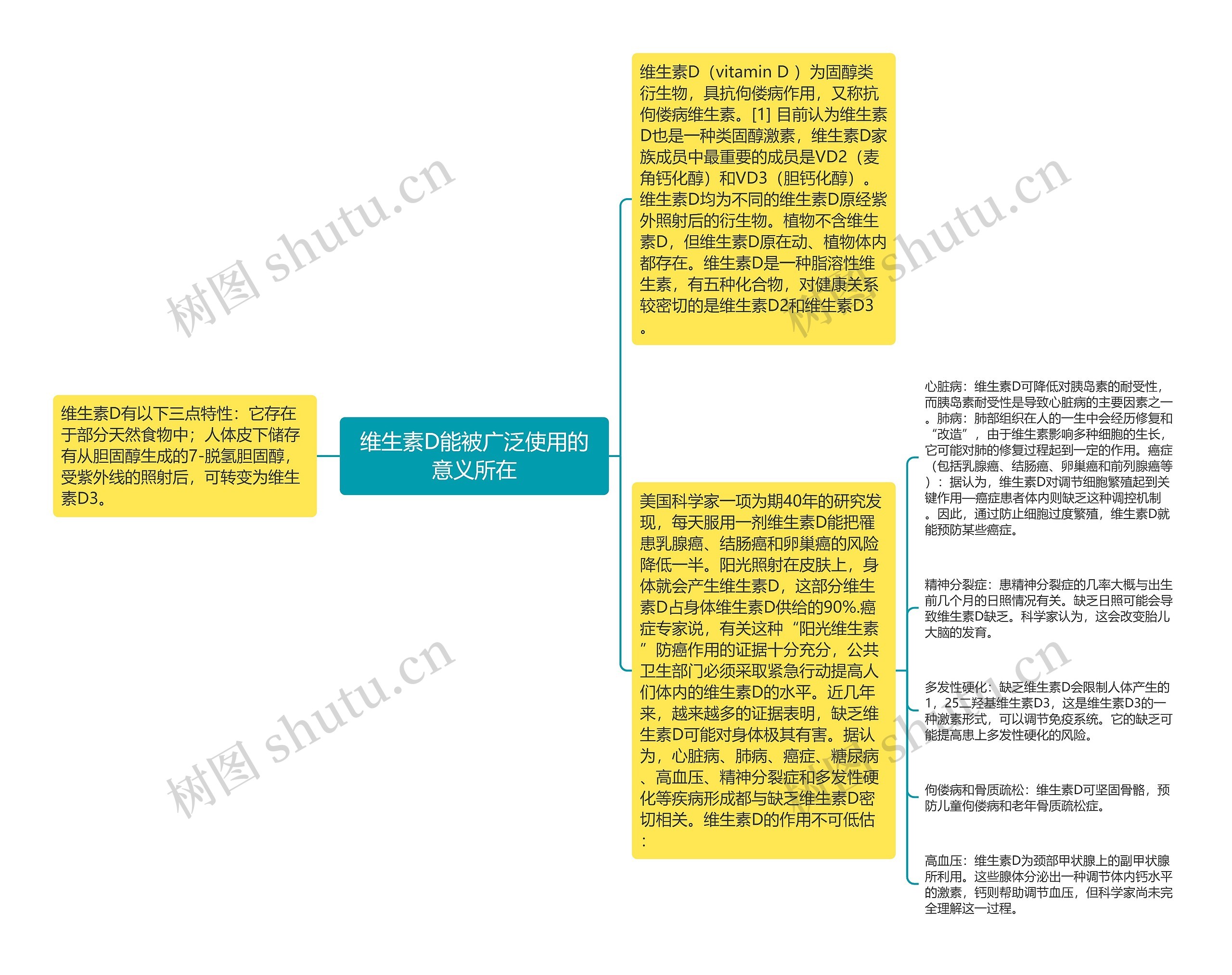 维生素D能被广泛使用的意义所在思维导图