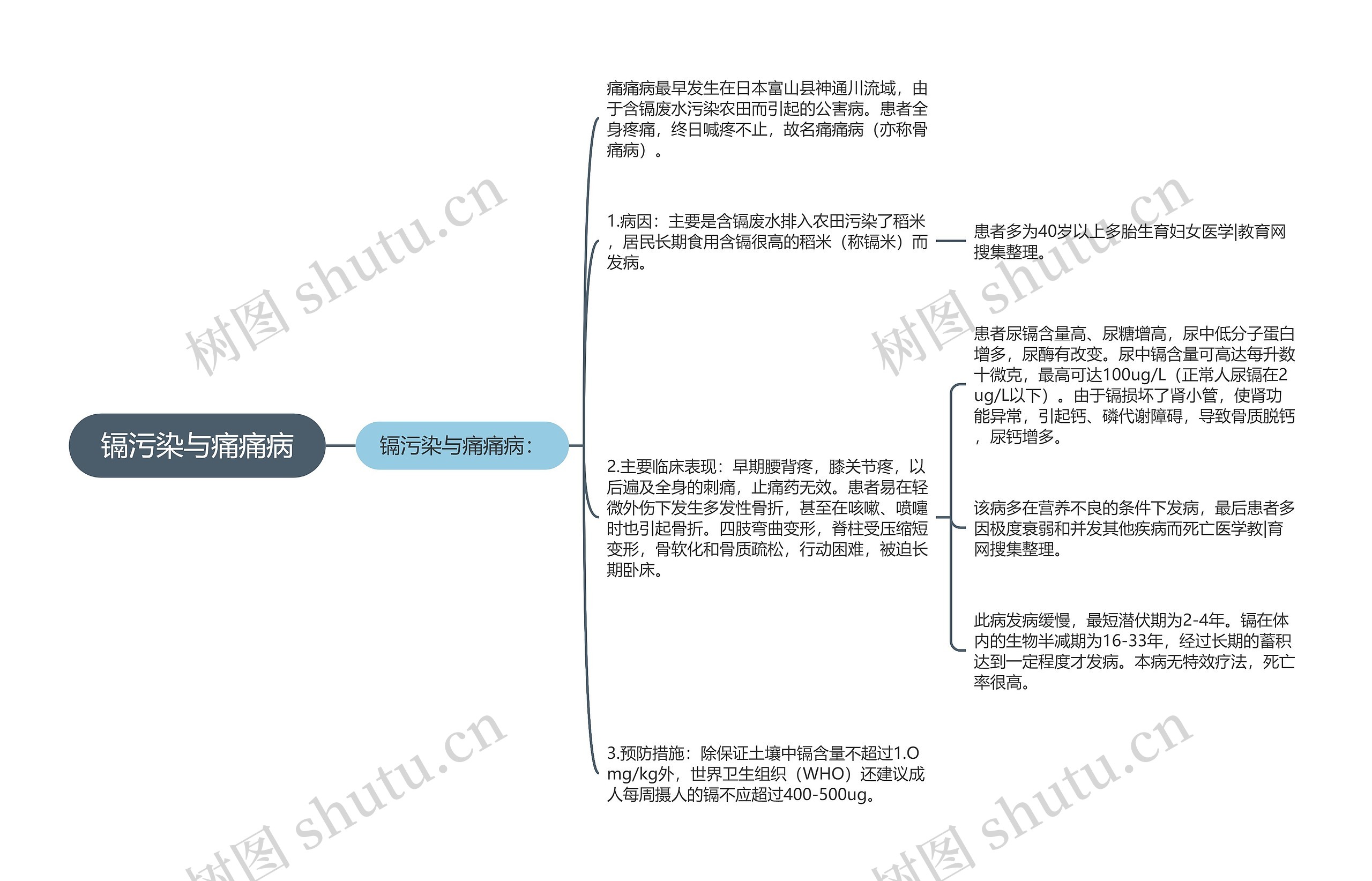 镉污染与痛痛病思维导图