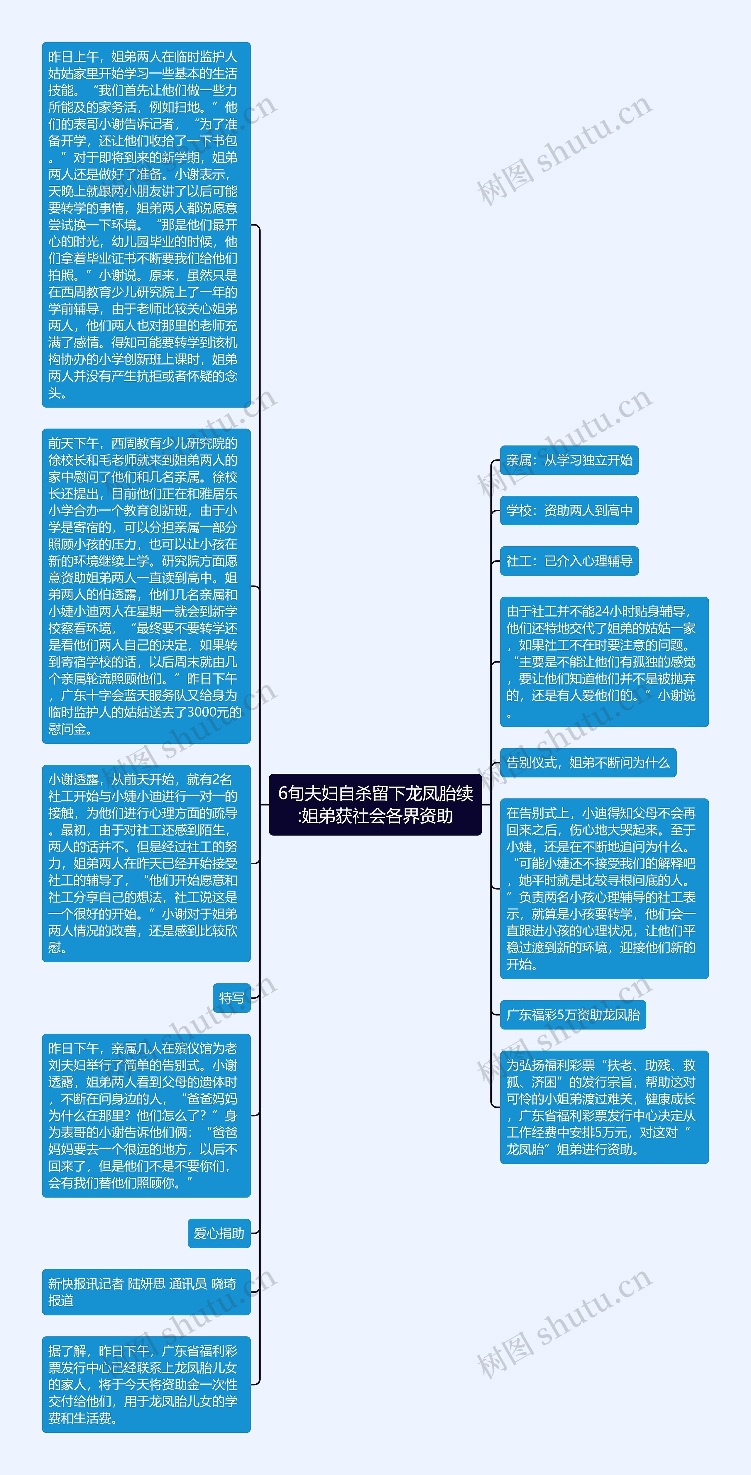 6旬夫妇自杀留下龙凤胎续:姐弟获社会各界资助思维导图