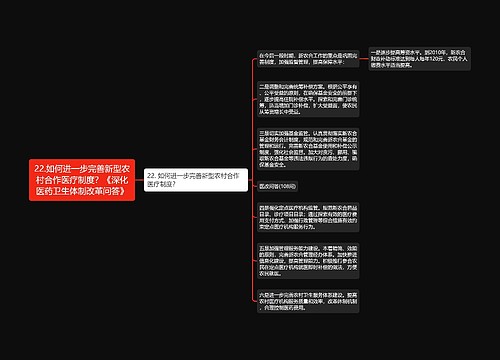 22.如何进一步完善新型农村合作医疗制度？《深化医药卫生体制改革问答》