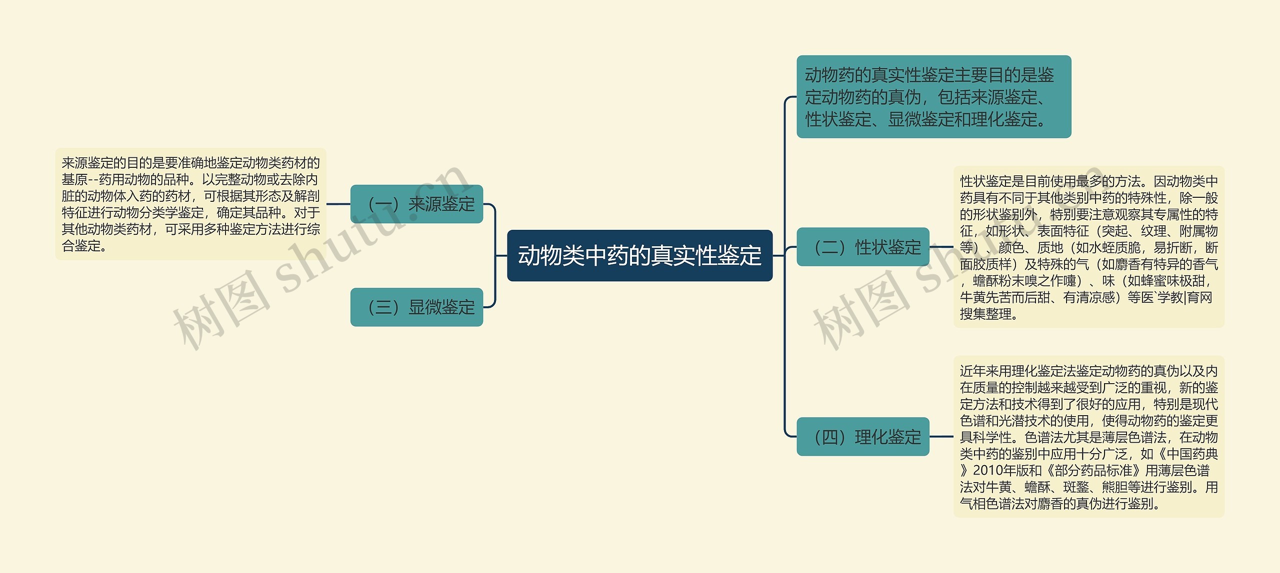 动物类中药的真实性鉴定思维导图