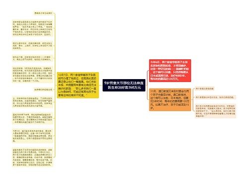 9岁男童关节部位无法伸直 医生称治好需360万元