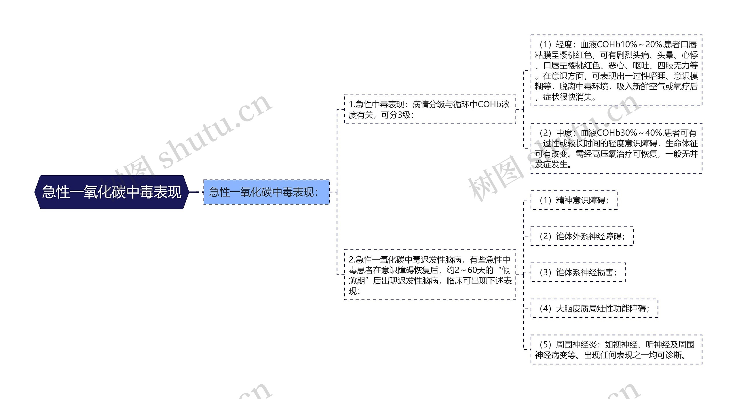 急性一氧化碳中毒表现思维导图