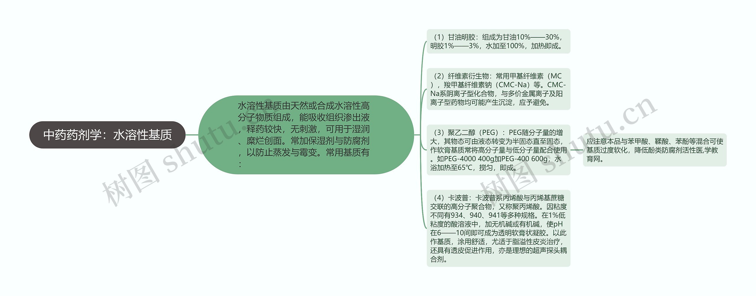 中药药剂学：水溶性基质思维导图