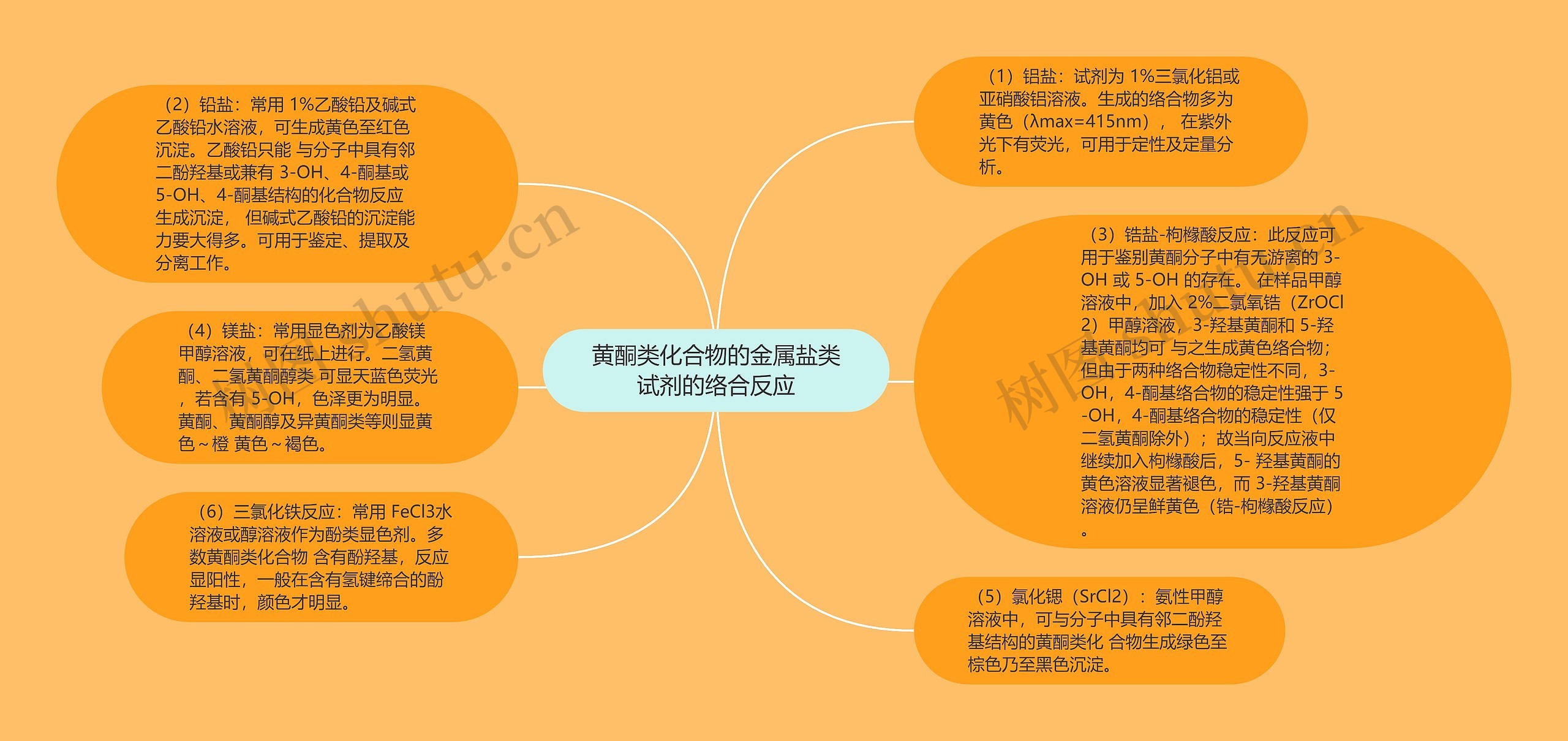 黄酮类化合物的金属盐类试剂的络合反应思维导图