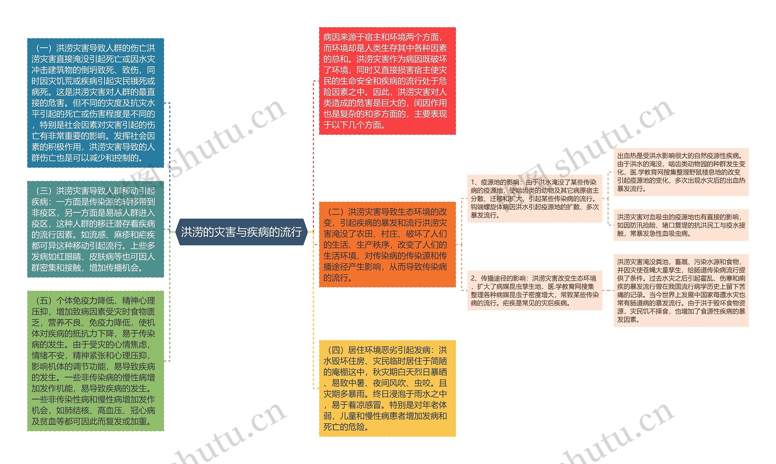 洪涝的灾害与疾病的流行思维导图