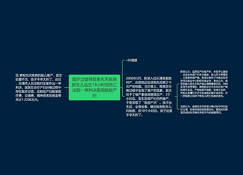 医疗过错导致患先天疾病新生儿出生18小时后死亡法院一审判决医院赔偿产妇