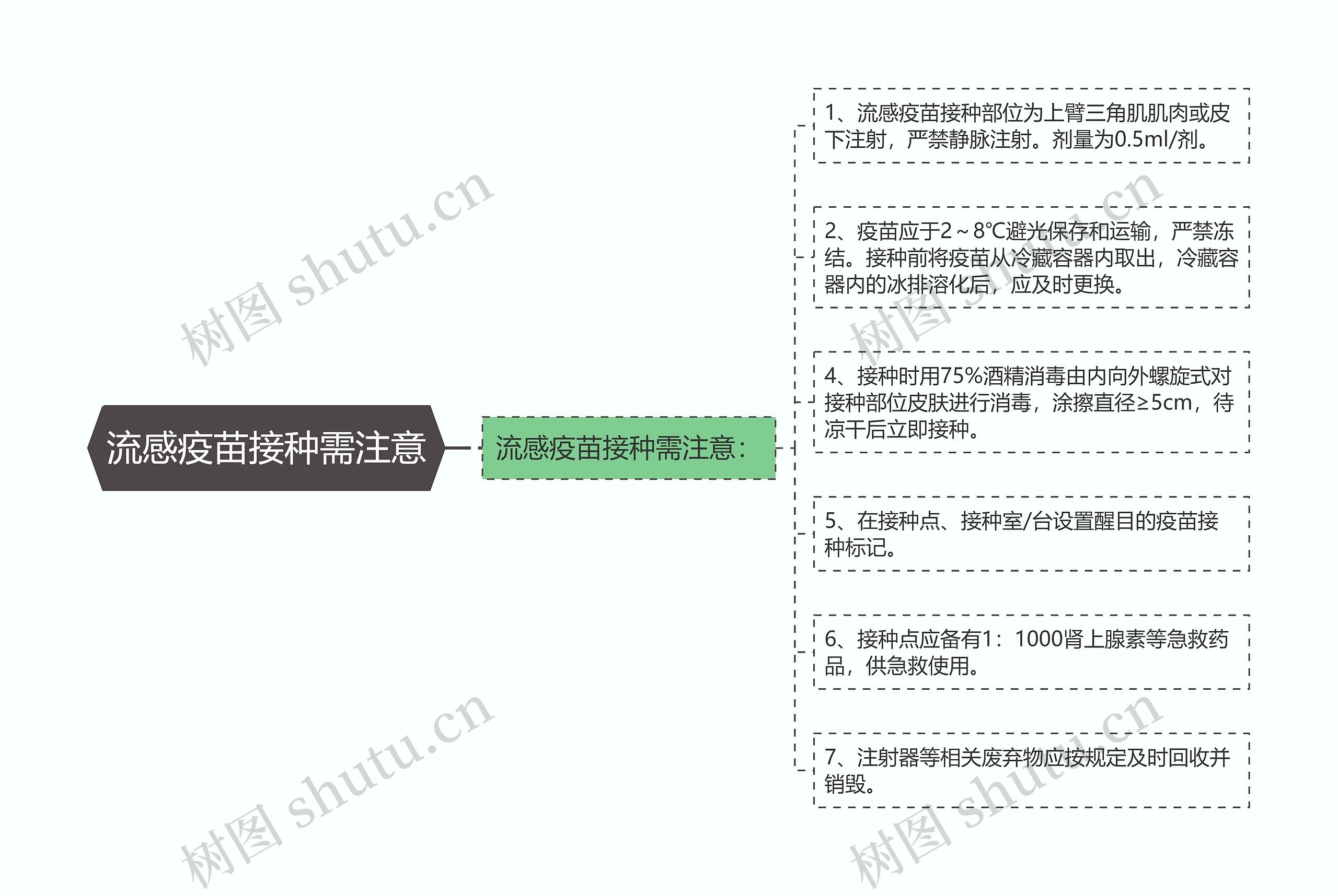 流感疫苗接种需注意思维导图