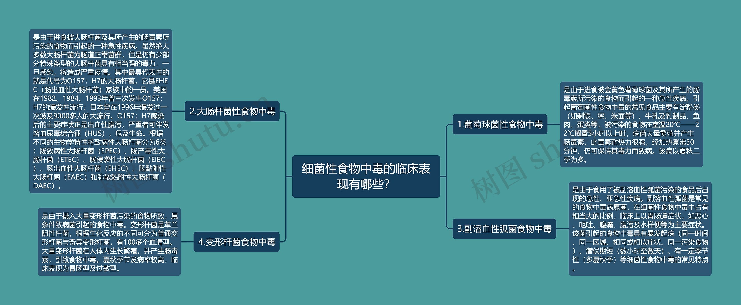 细菌性食物中毒的临床表现有哪些？思维导图