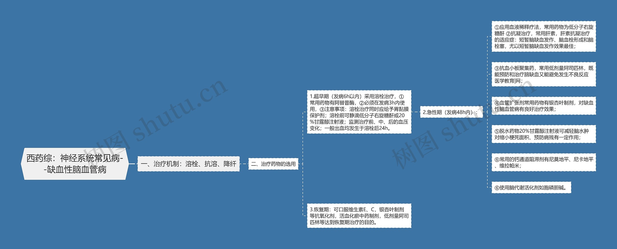 西药综：神经系统常见病--缺血性脑血管病思维导图