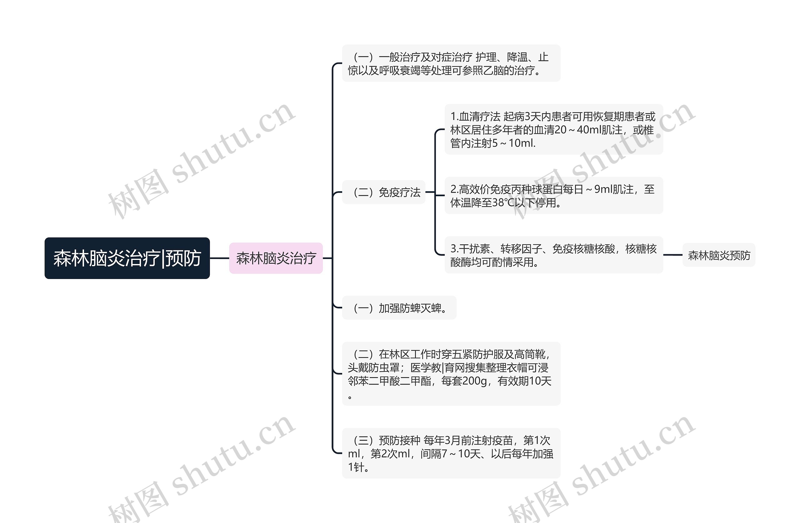 森林脑炎治疗|预防思维导图