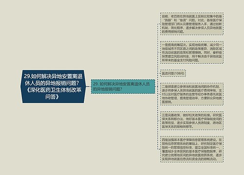 29.如何解决异地安置离退休人员的异地报销问题？《深化医药卫生体制改革问答》