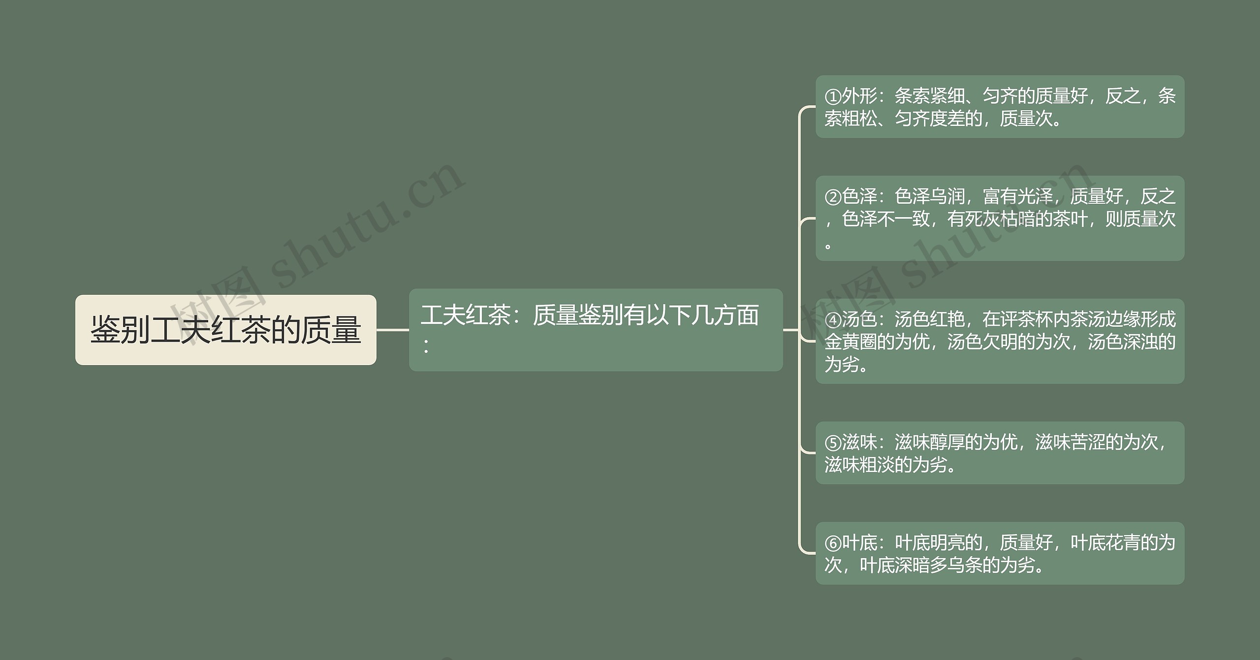 鉴别工夫红茶的质量思维导图