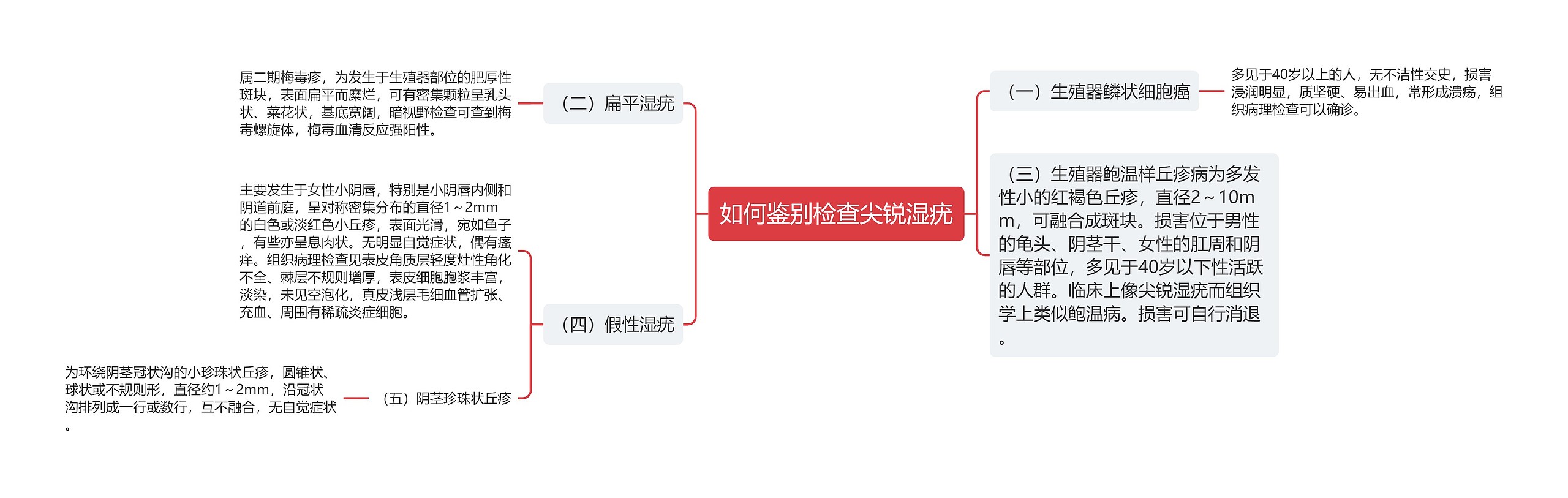 如何鉴别检查尖锐湿疣思维导图